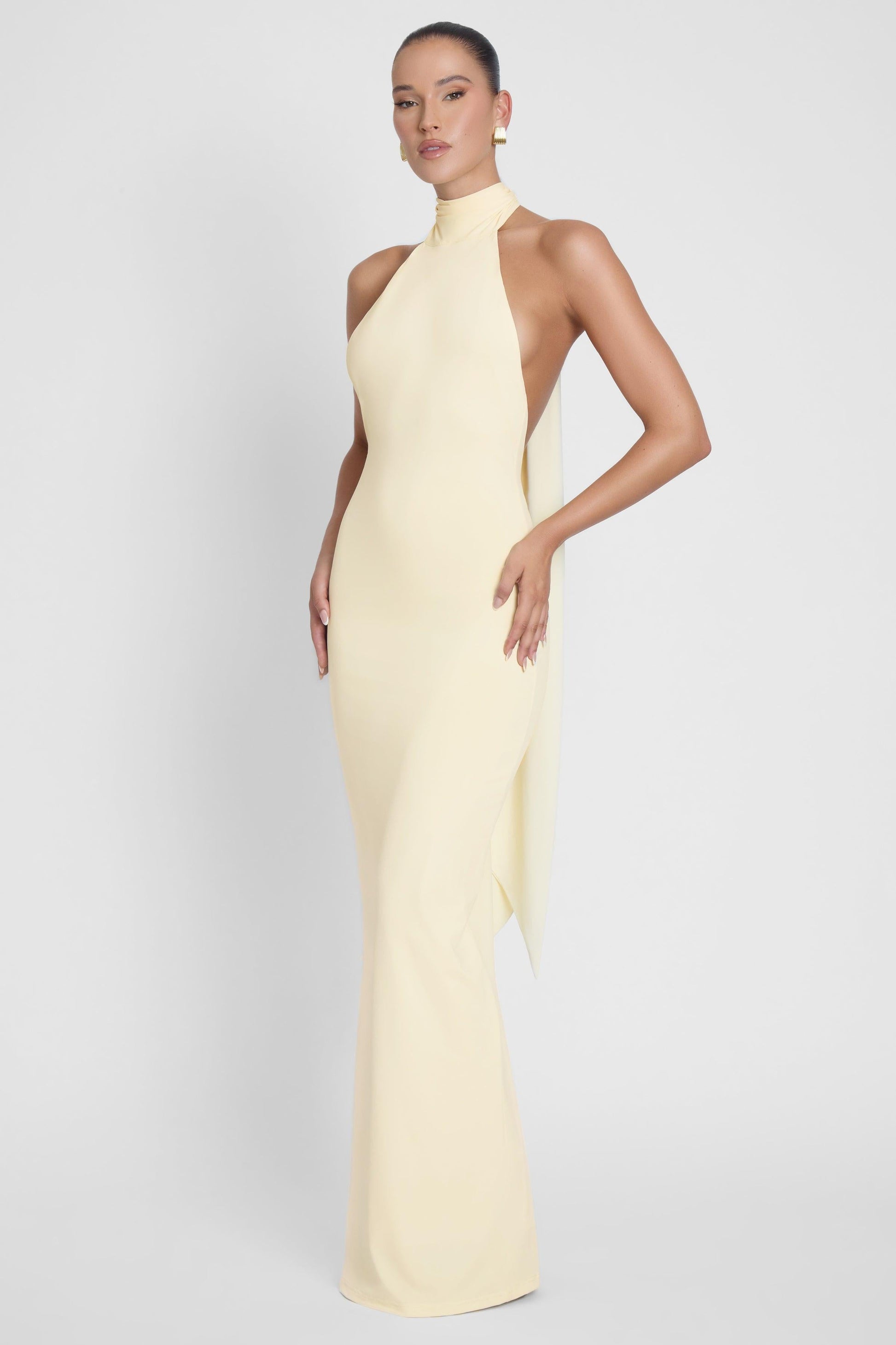 Elegant Collection | Black Maxi Dress with Draped Scarf Detail | Versatile Long Dress for Effortless Style 7
