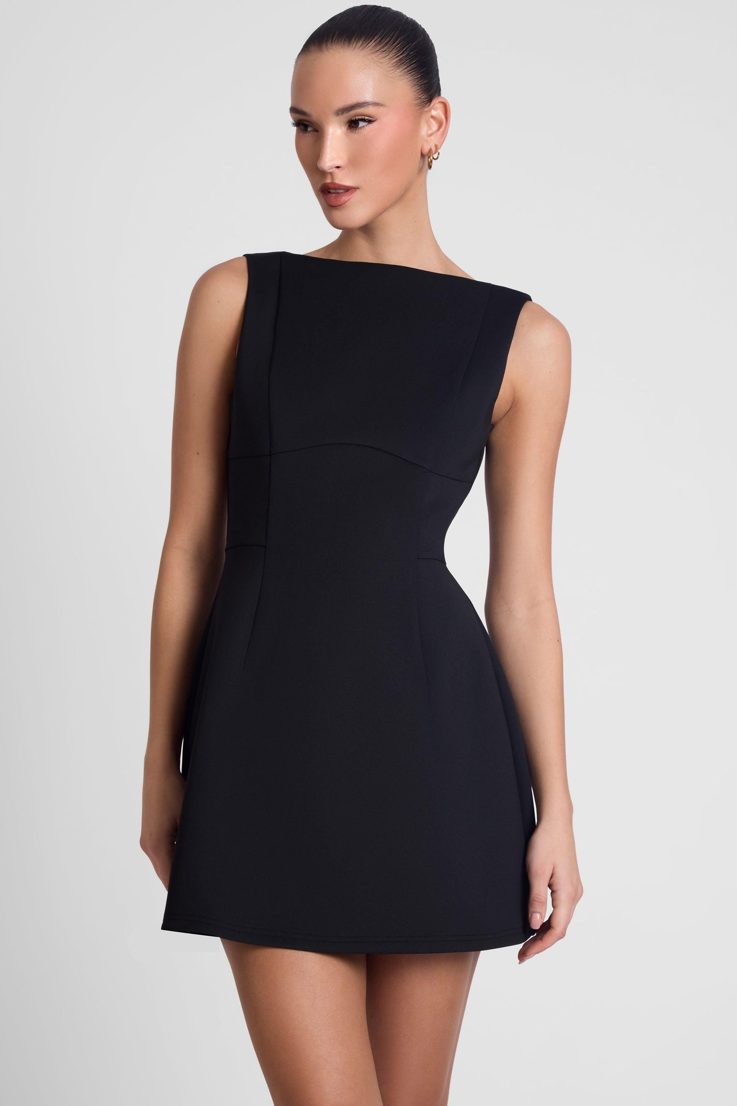 Elegant Collection | Black Mini Dress with Sleeveless Bustier Design | Flared Skirt for Effortless Elegance 2