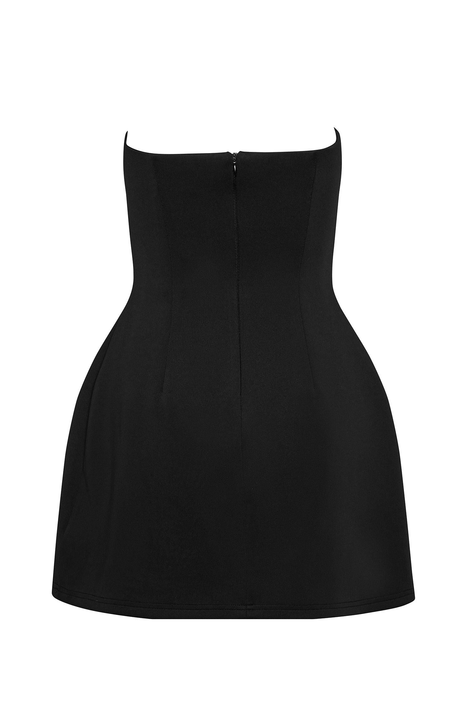 Elegant Collection | Black Mini Dress with Strapless Design & Faux Pockets | Timeless Wardrobe Essential 7