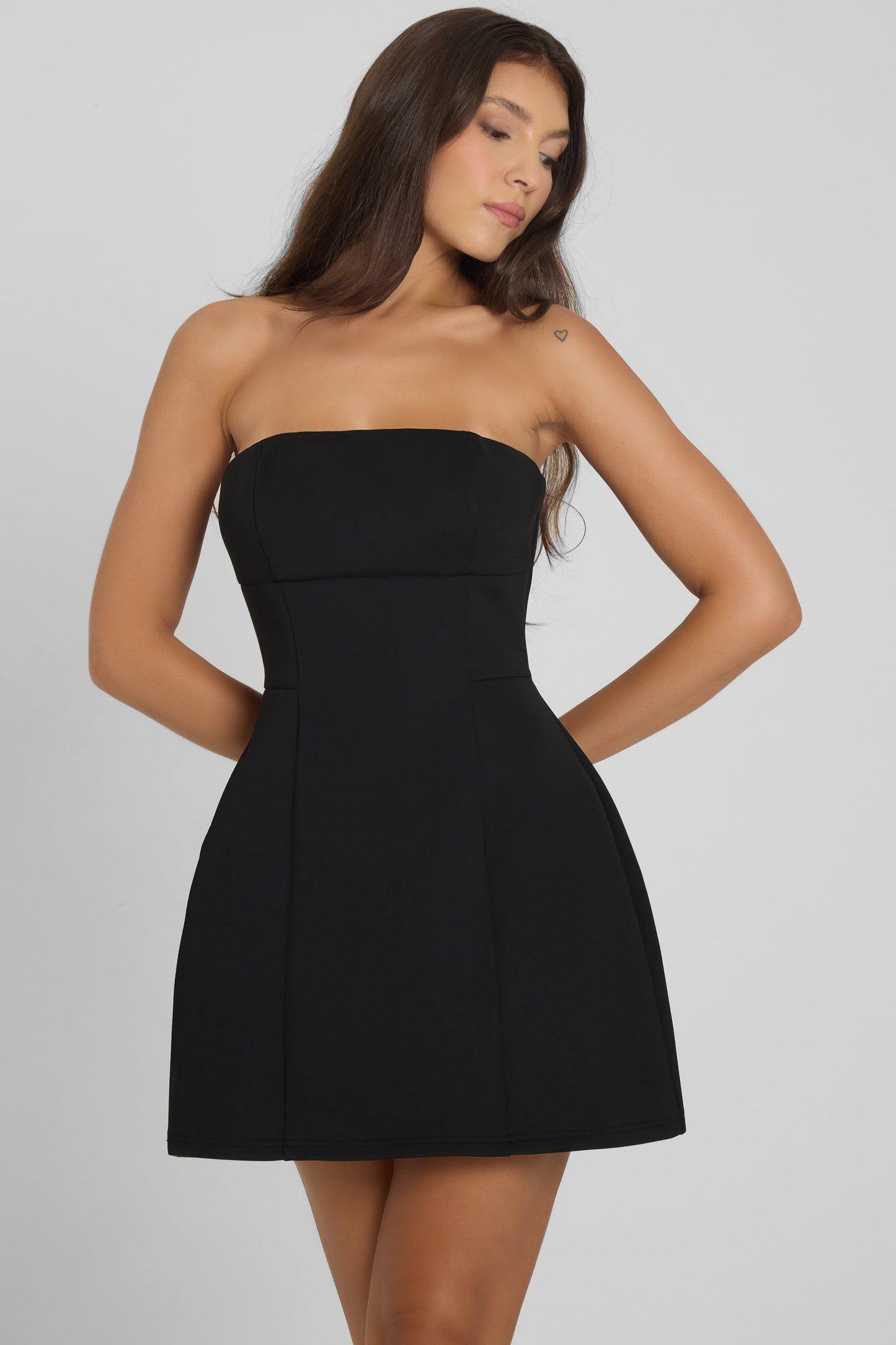Elegant Collection | Black Mini Dress with Strapless Design & Shaping Effect for Flattering Fit 1