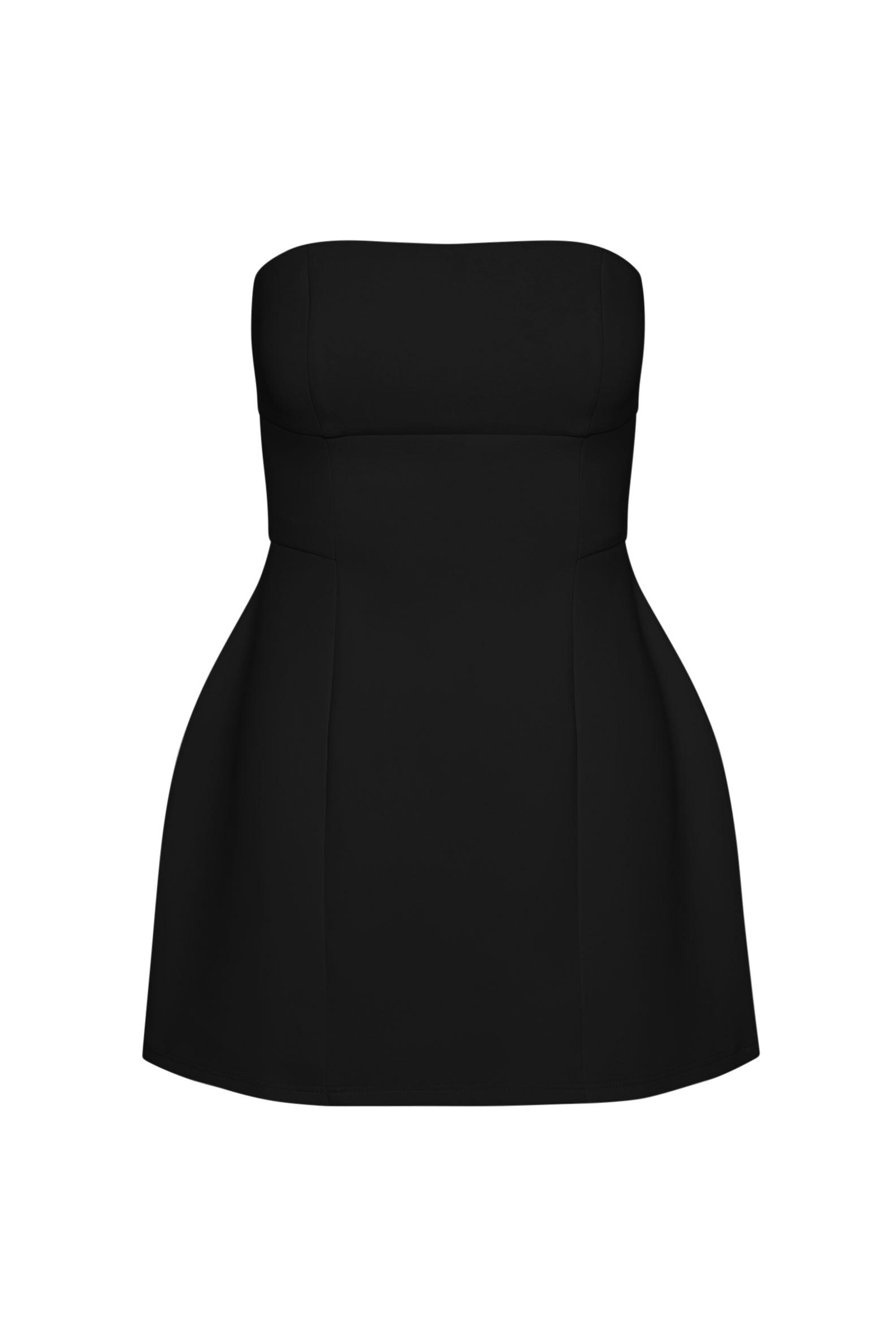 Elegant Collection | Black Mini Dress with Strapless Design & Shaping Effect for Flattering Fit 6