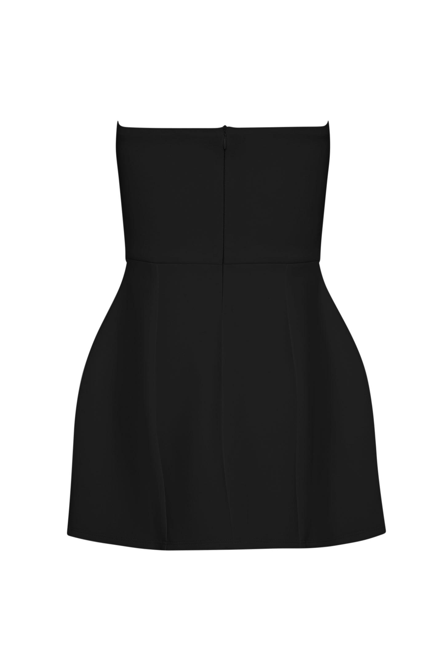 Elegant Collection | Black Mini Dress with Strapless Design & Shaping Effect for Flattering Fit 7