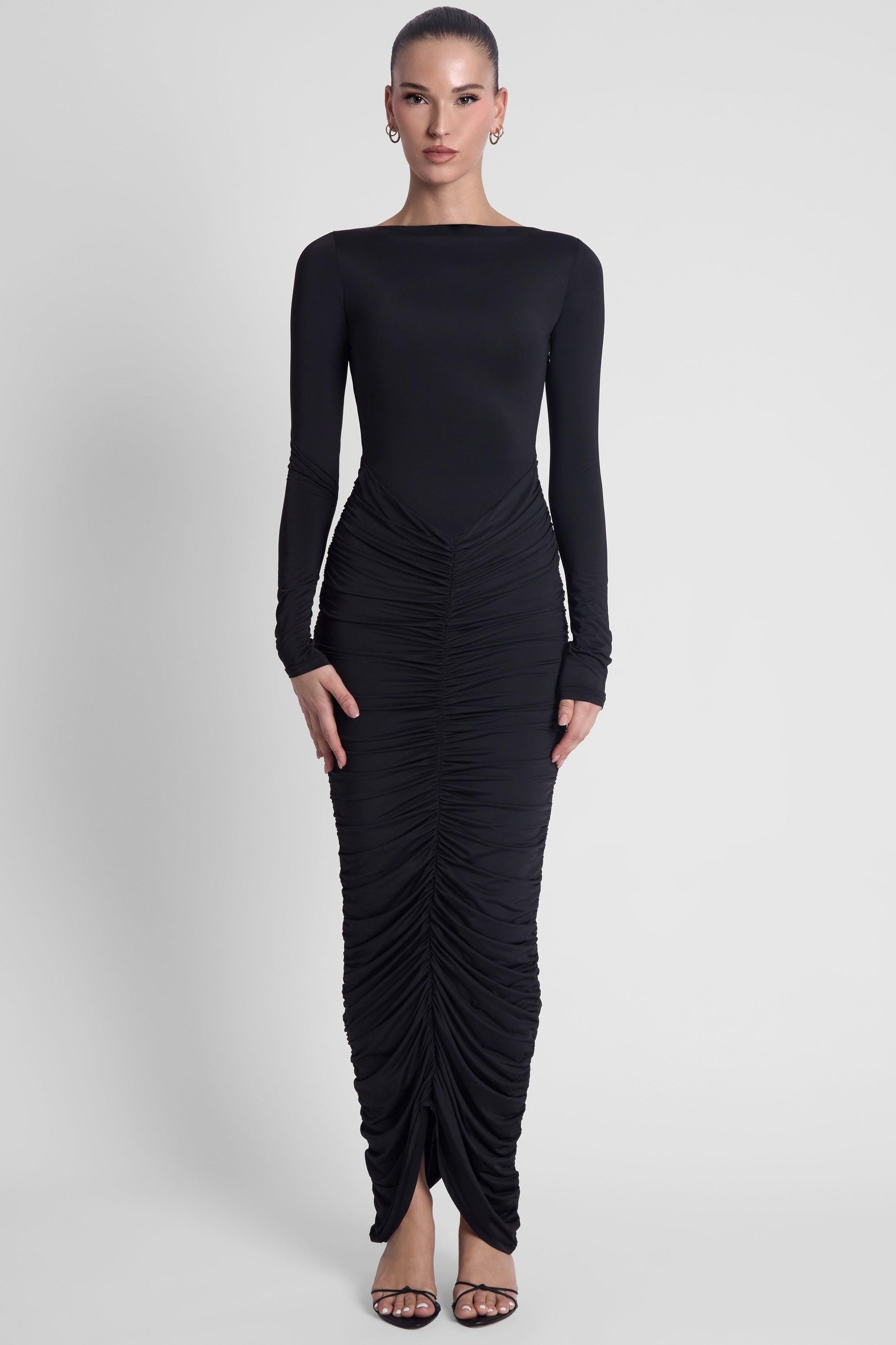 Elegant Collection | Long Sleeve Maxi Dress in Sculpting Stretch Jersey | Flattering Fit for Any Occasion 0