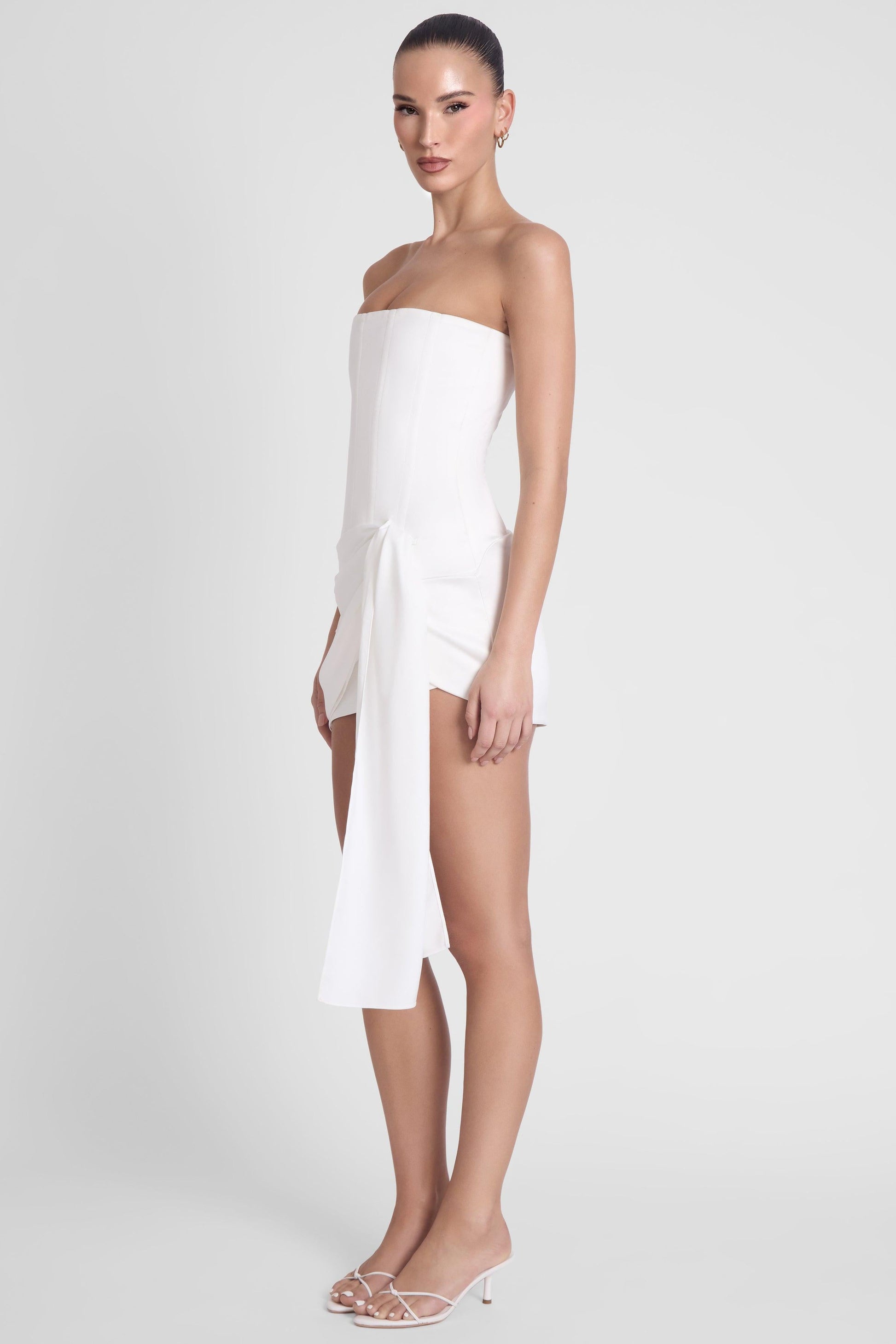 Elegant Collection | White Corset Mini Dress with Custom Boning | Flattering Fit for Ultimate Glamour 3