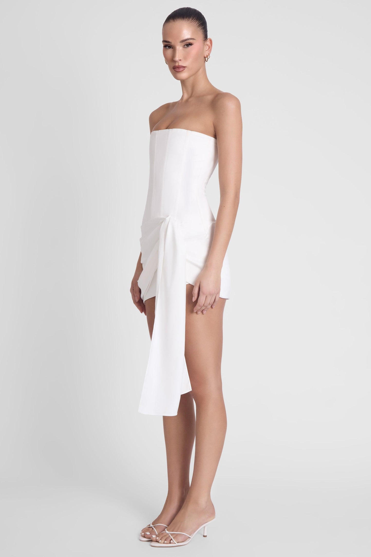 Elegant Collection | White Corset Mini Dress with Custom Boning | Flattering Fit for Ultimate Glamour 4