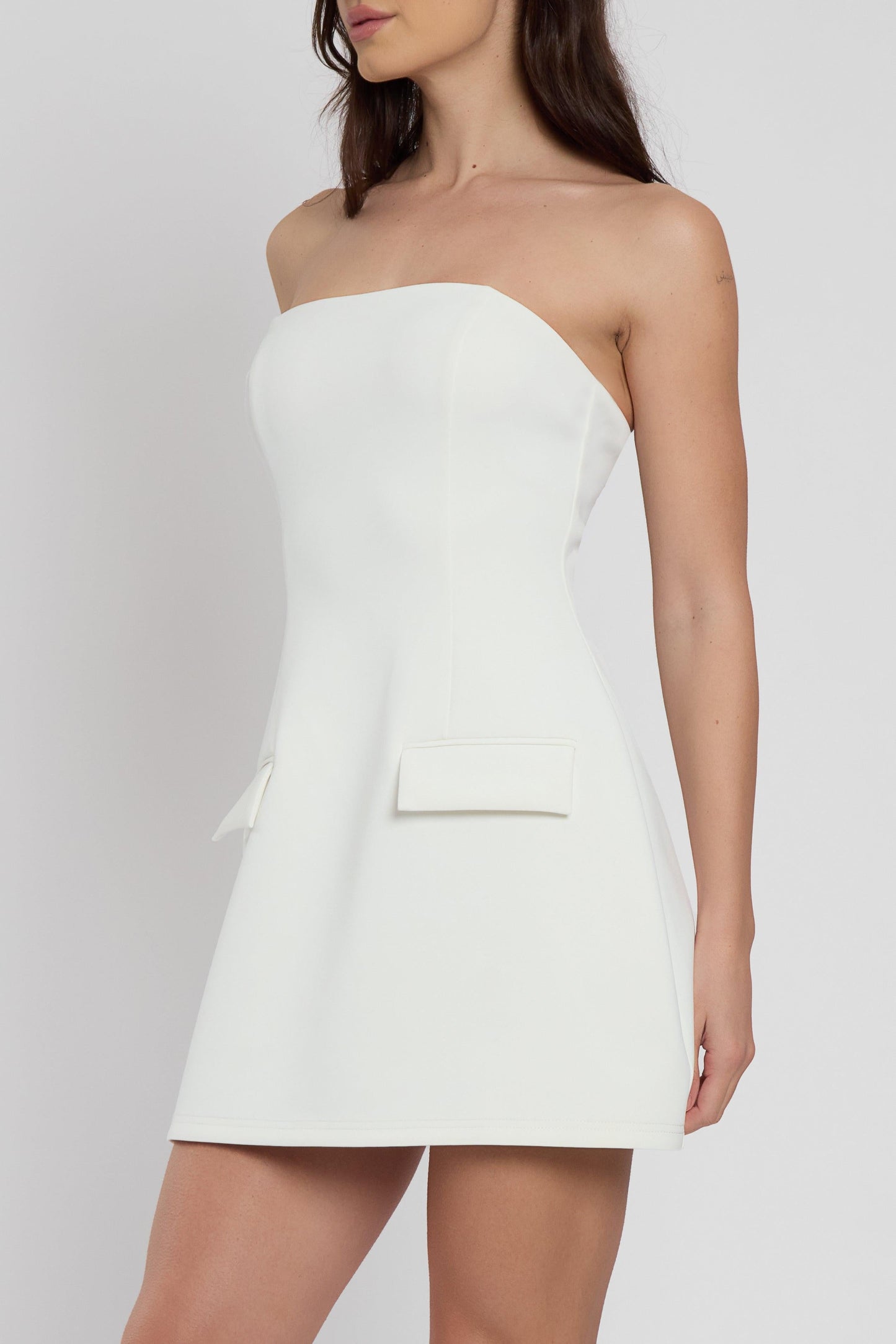 Elegant Collection | Women's White Mini Dress with Strapless Design | Chic Style for Any Occasion 3