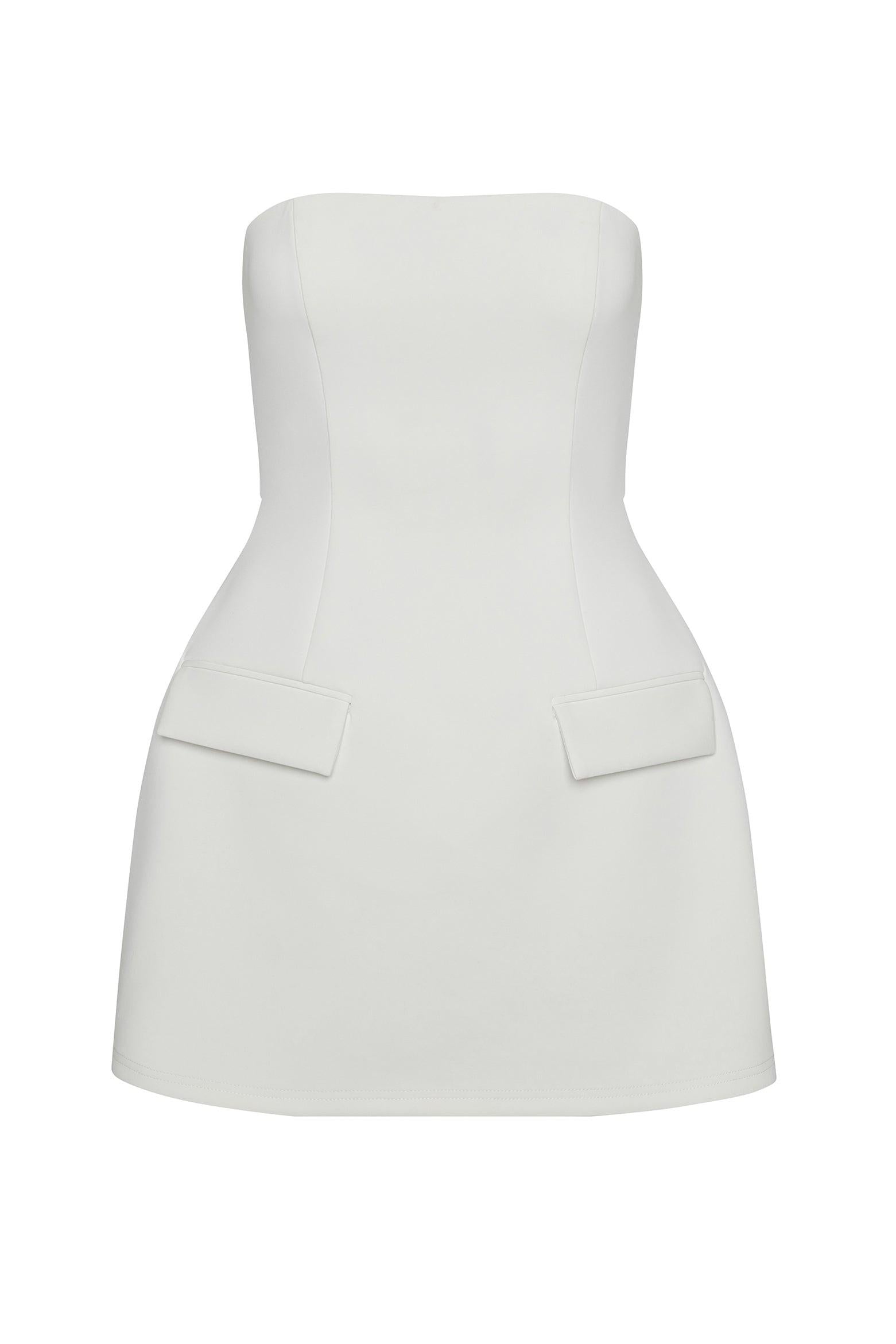 Elegant Collection | Women's White Mini Dress with Strapless Design | Chic Style for Any Occasion 6