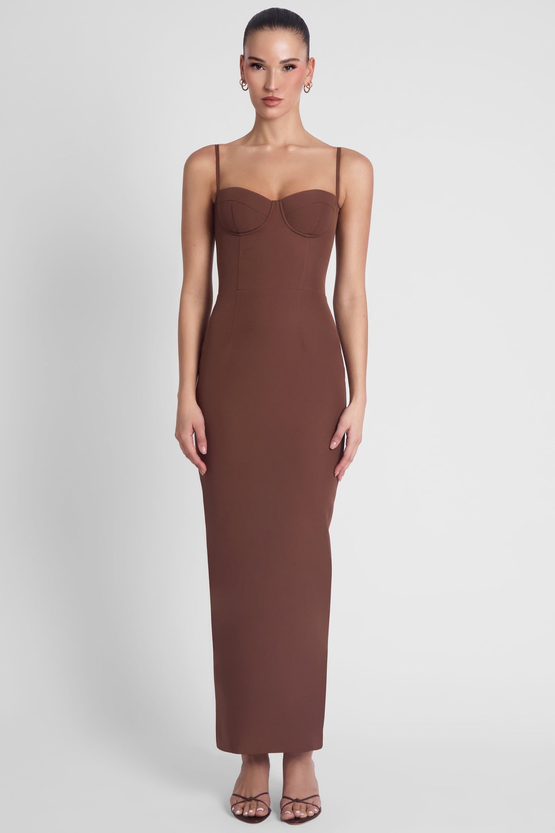 Elegant Midi Dress | Bodycon Style with Structured Bodice | Adjustable Straps for Flattering Fit 0