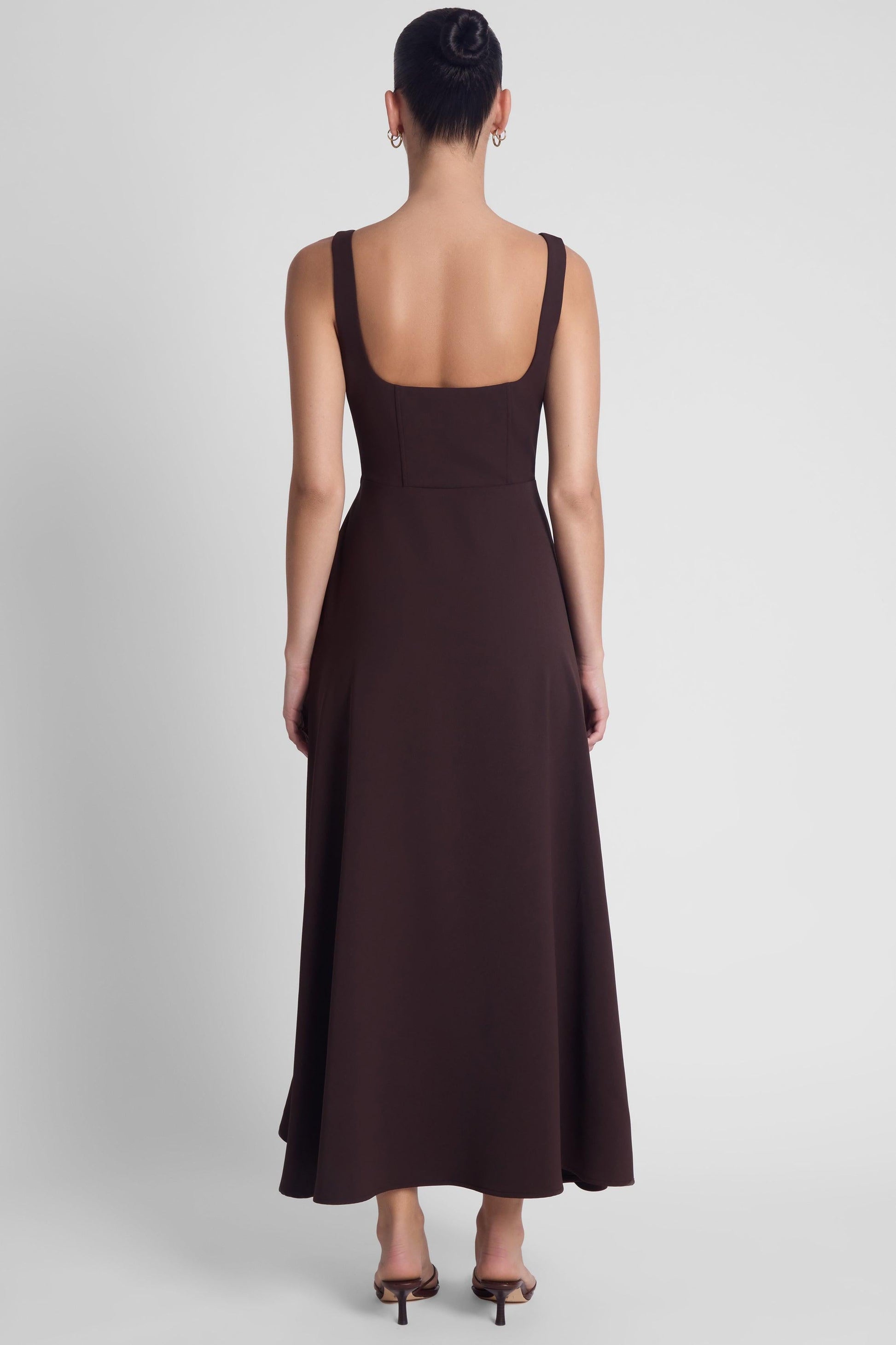 Elegant Midi Dress | Midi Dresses for Women with Structured Waist | Chocolate Brown for Timeless Sophistication 4