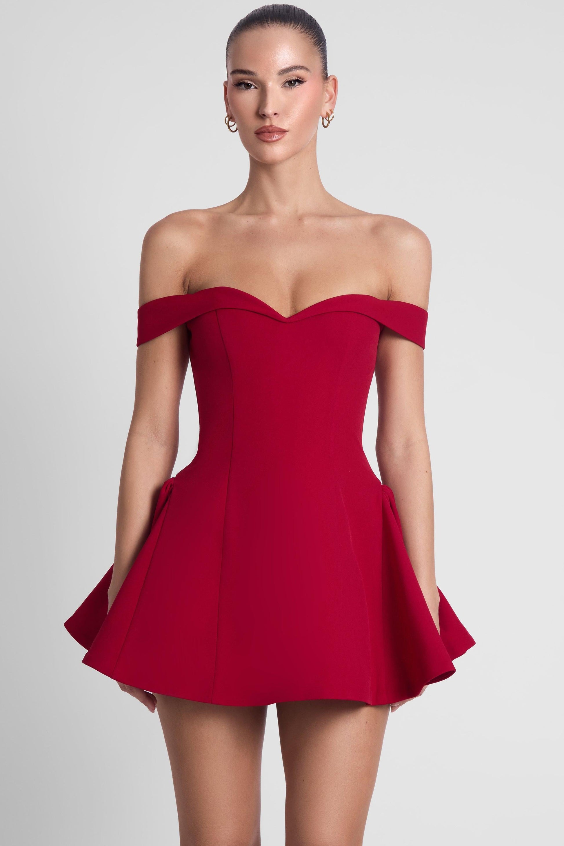 Elegant Mini Dress | Red Babydoll Corset Design with Flared Skirt | Perfect for Flirty Occasions 0