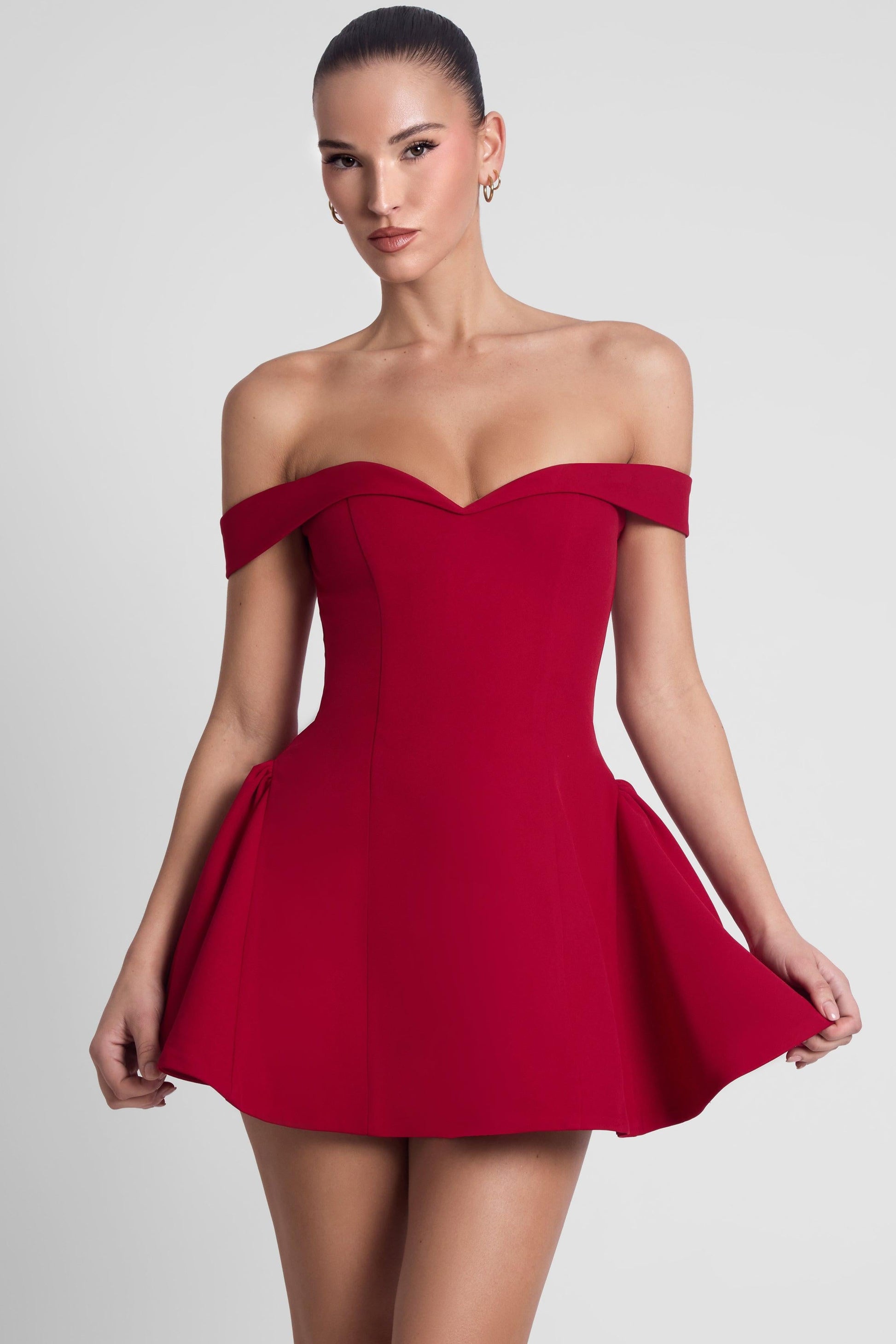 Elegant Mini Dress | Red Babydoll Corset Design with Flared Skirt | Perfect for Flirty Occasions 1
