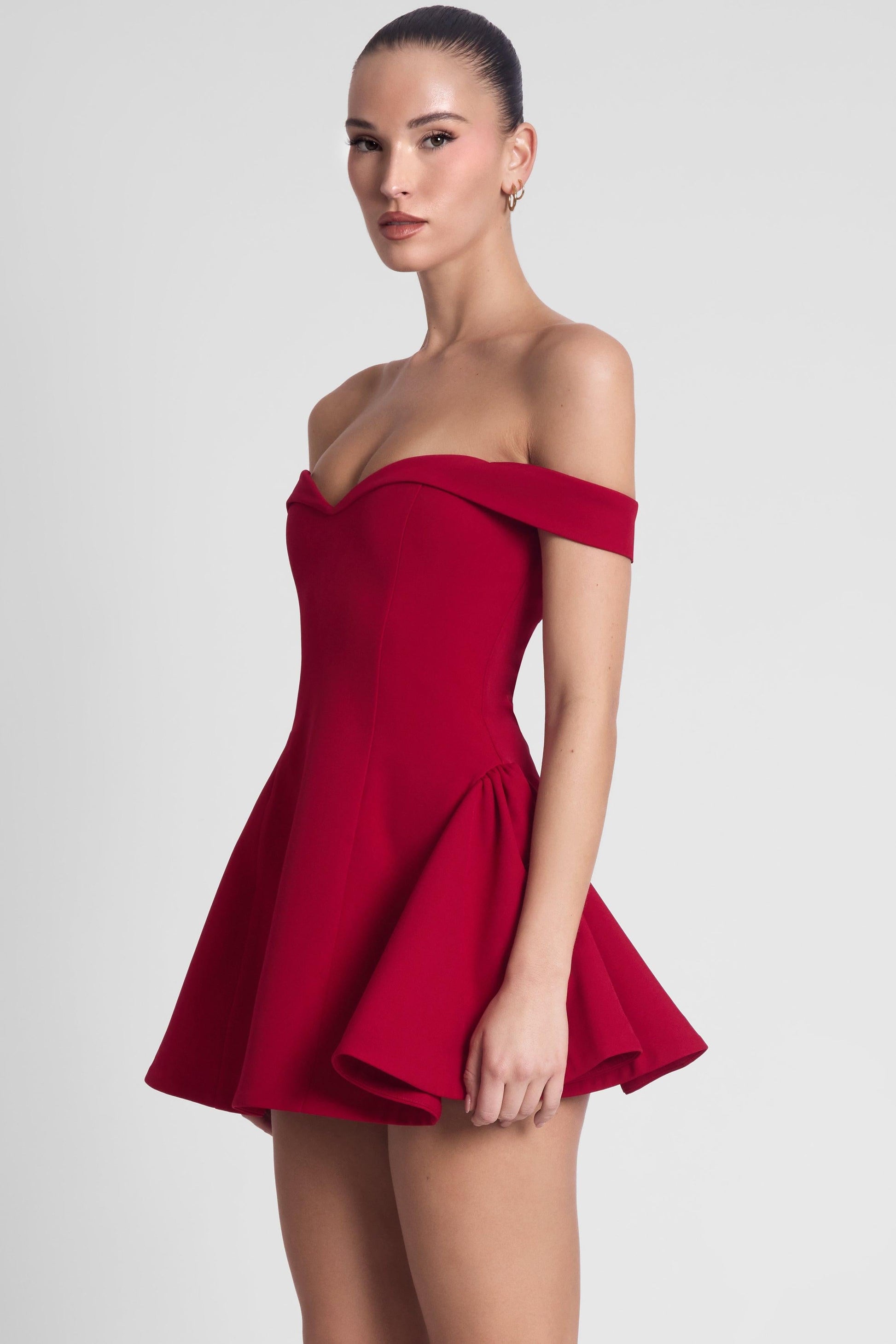 Elegant Mini Dress | Red Babydoll Corset Design with Flared Skirt | Perfect for Flirty Occasions 2