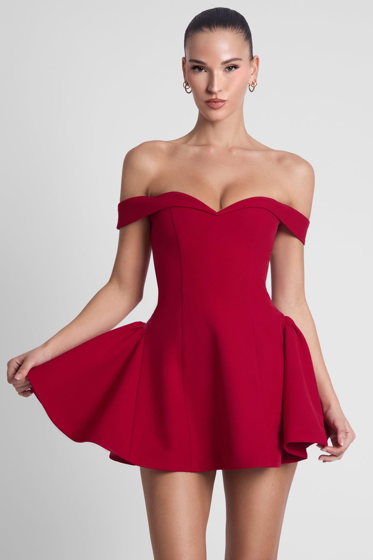 Elegant Mini Dress | Red Babydoll Corset Design with Flared Skirt | Perfect for Flirty Occasions 4