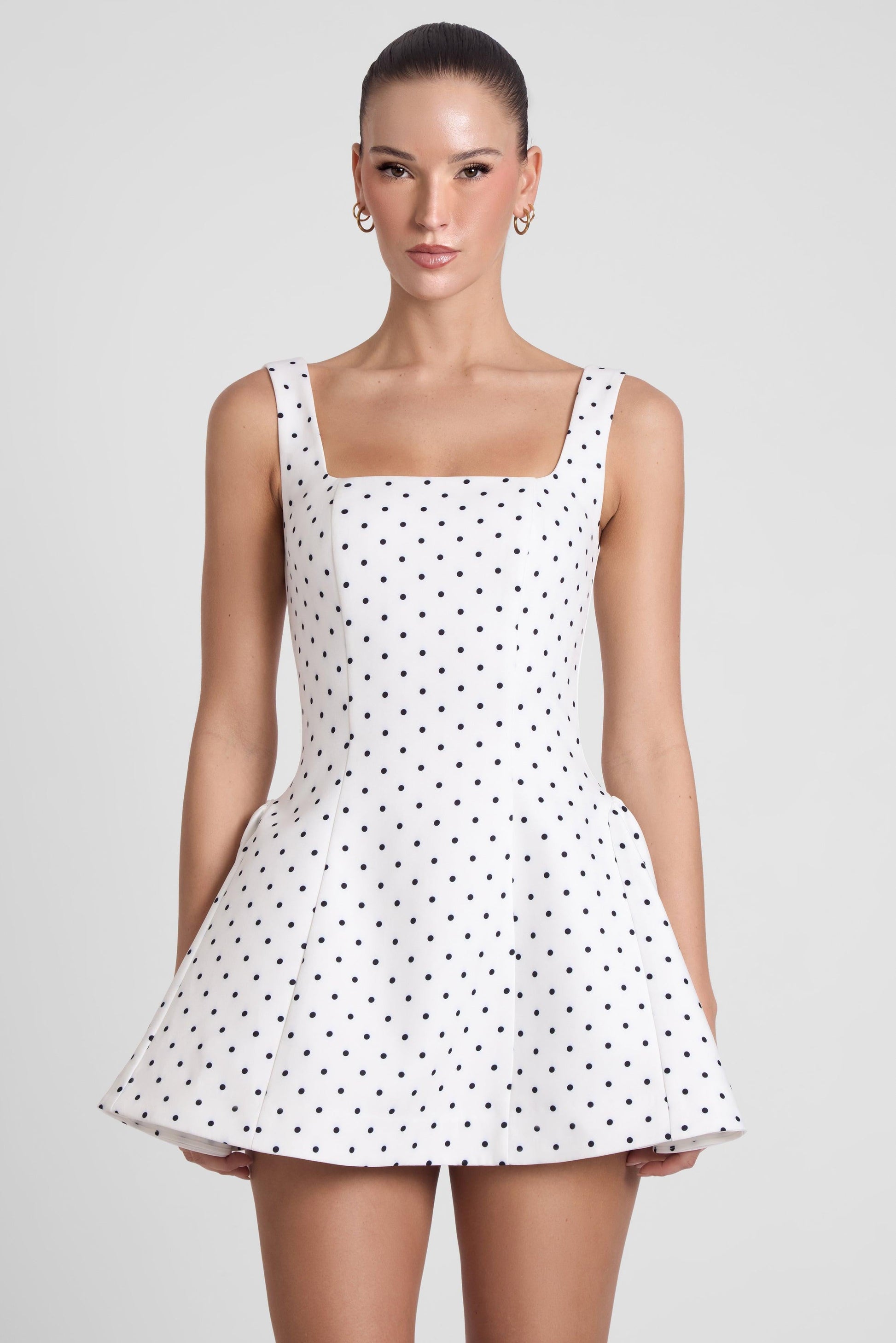 Elegant Mini Dress | Women's Polka Dot Babydoll Dress with Corset Boning | Flattering Fit for All Occasions 2