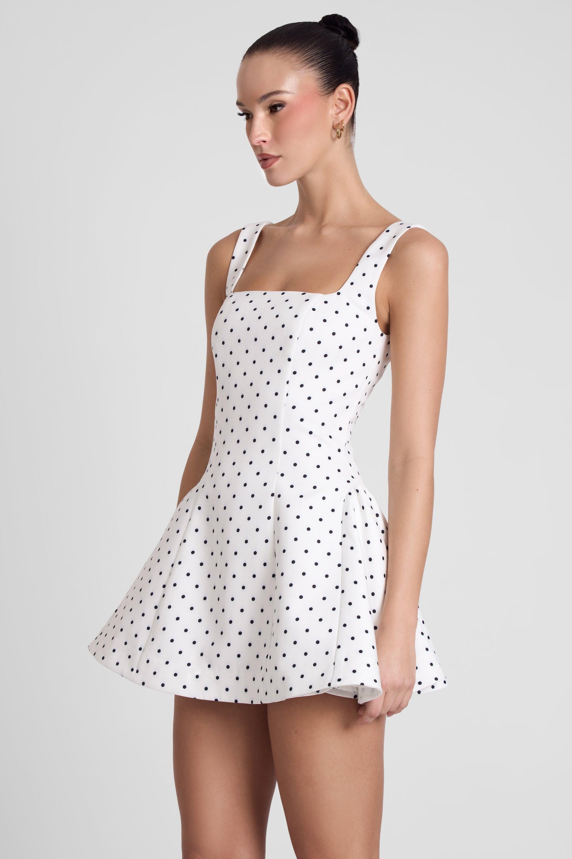 Elegant Mini Dress | Women's Polka Dot Babydoll Dress with Corset Boning | Flattering Fit for All Occasions 3