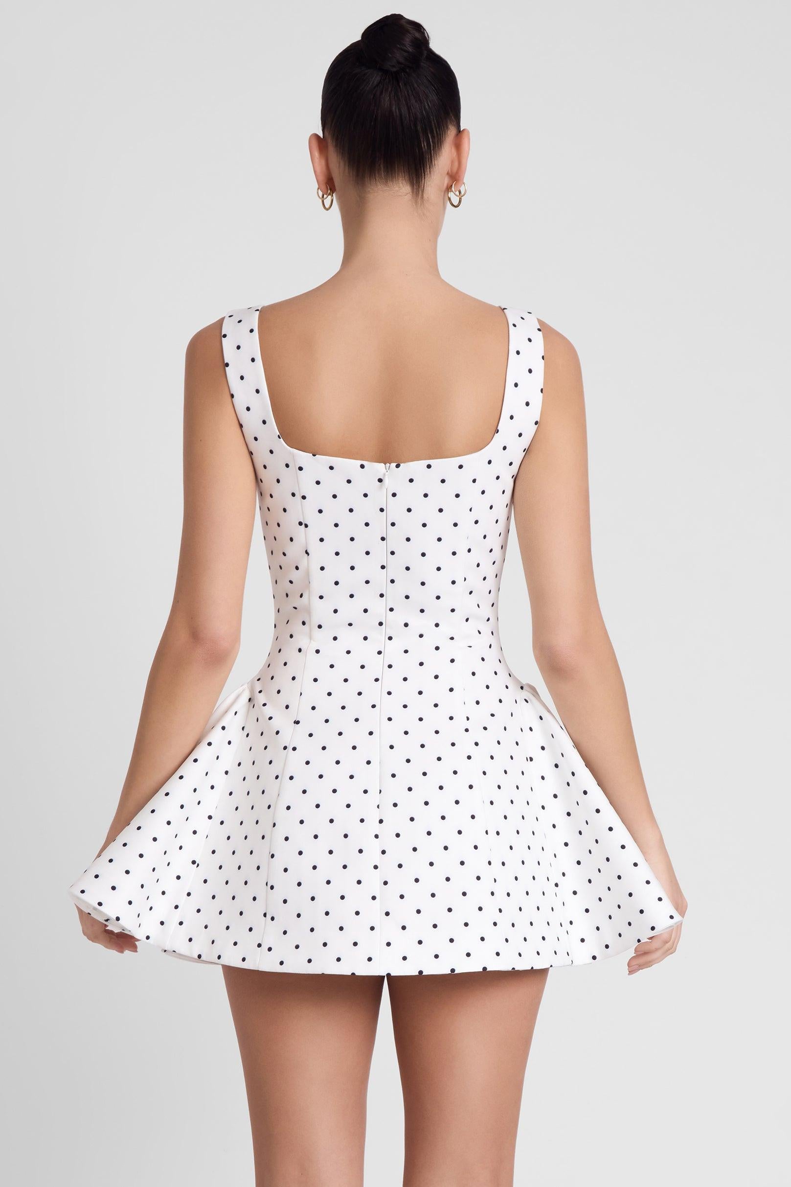 Elegant Mini Dress | Women's Polka Dot Babydoll Dress with Corset Boning | Flattering Fit for All Occasions 4