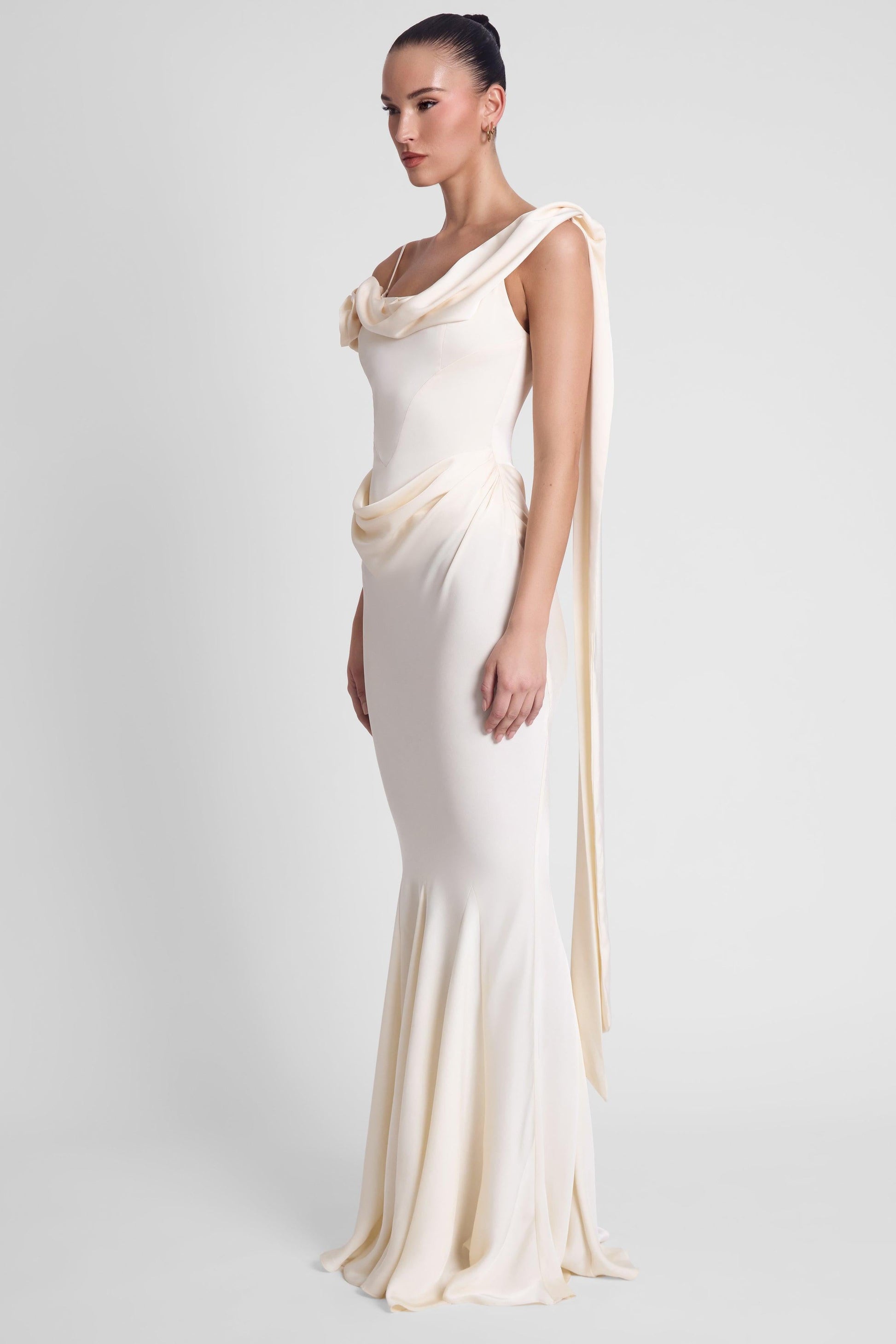 Elegant Satin Gown | Corset Design with Exquisite Draping for Timeless Style 3