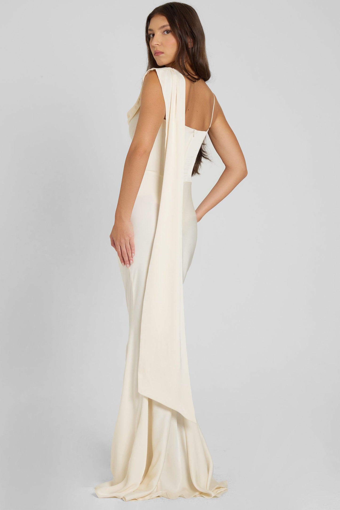 Elegant Satin Gown | Corset Design with Exquisite Draping for Timeless Style 6