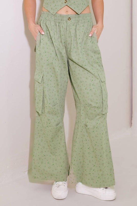 DRIFTING CURRENTS OLIVE WOVEN PANTS