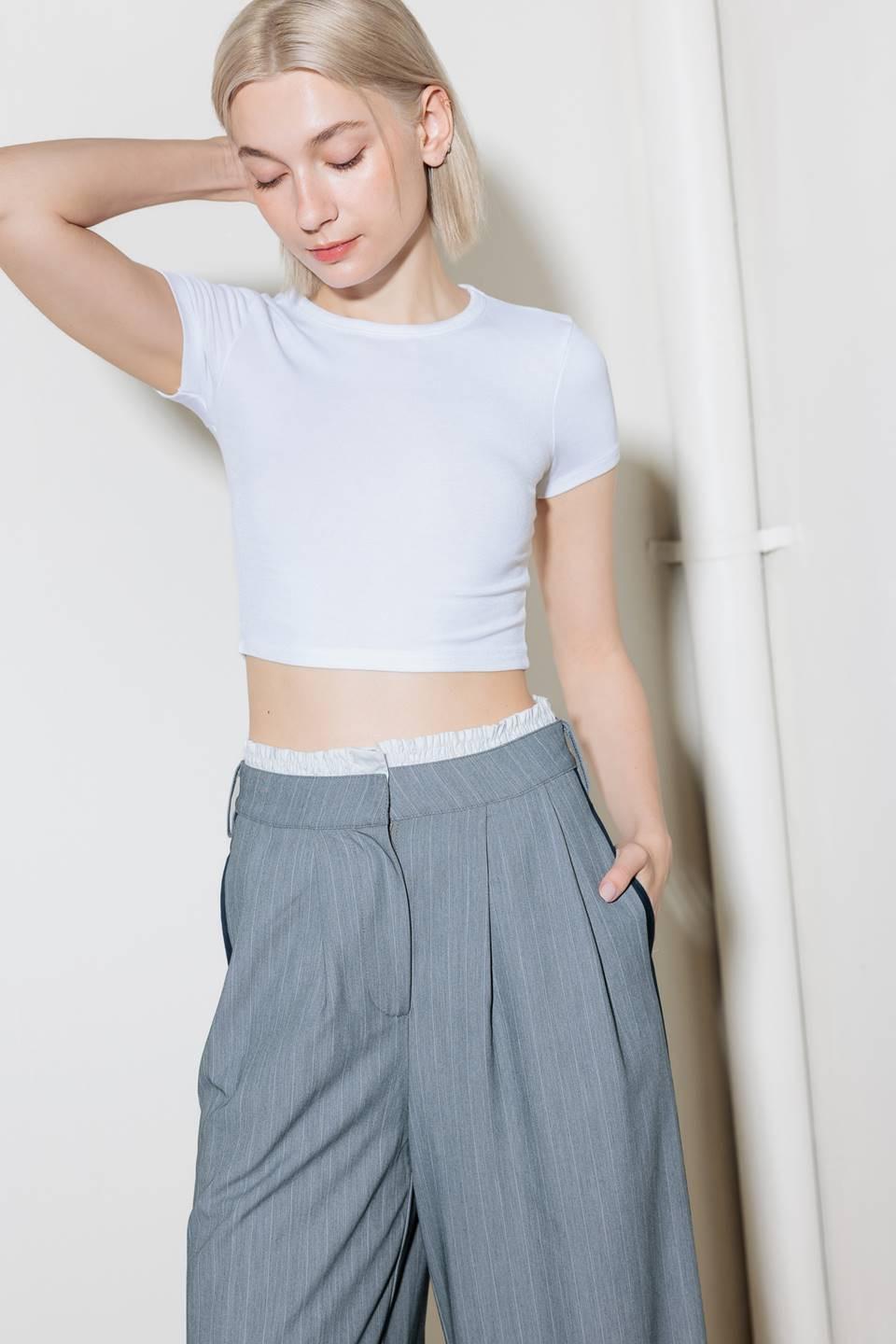 SMILE BRIGHT IN GREY WOVEN PANTS