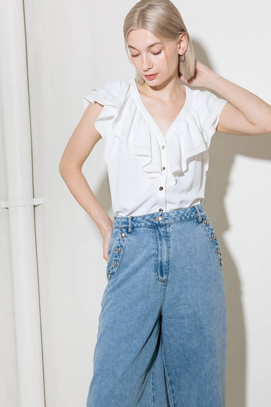 MADE FOR ROMANCE OFF WHITE WOVEN TOP