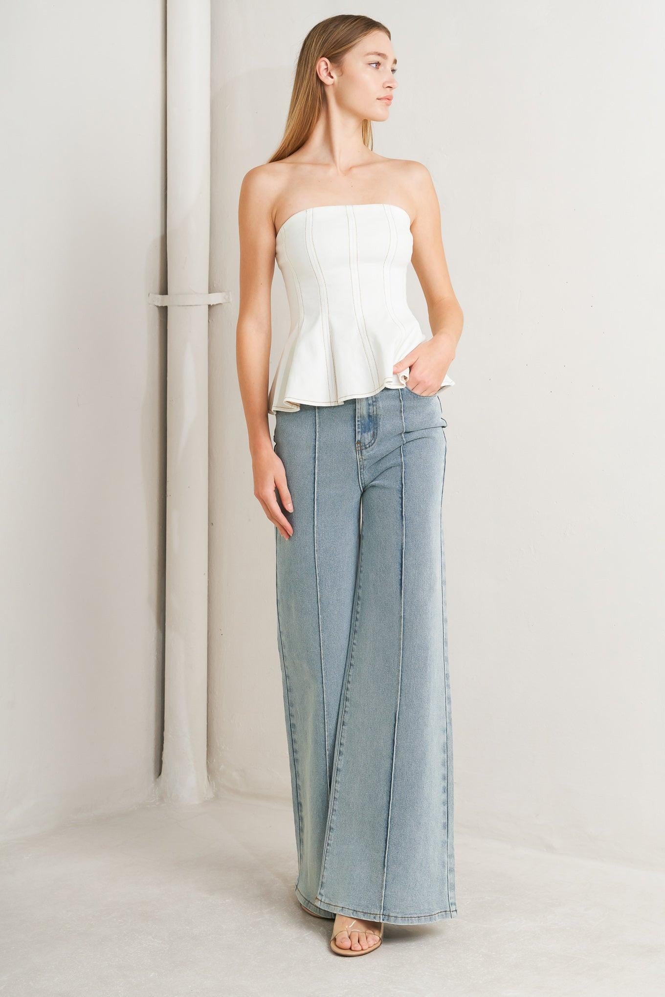 SUBTLE DRAMA WOVEN TOP