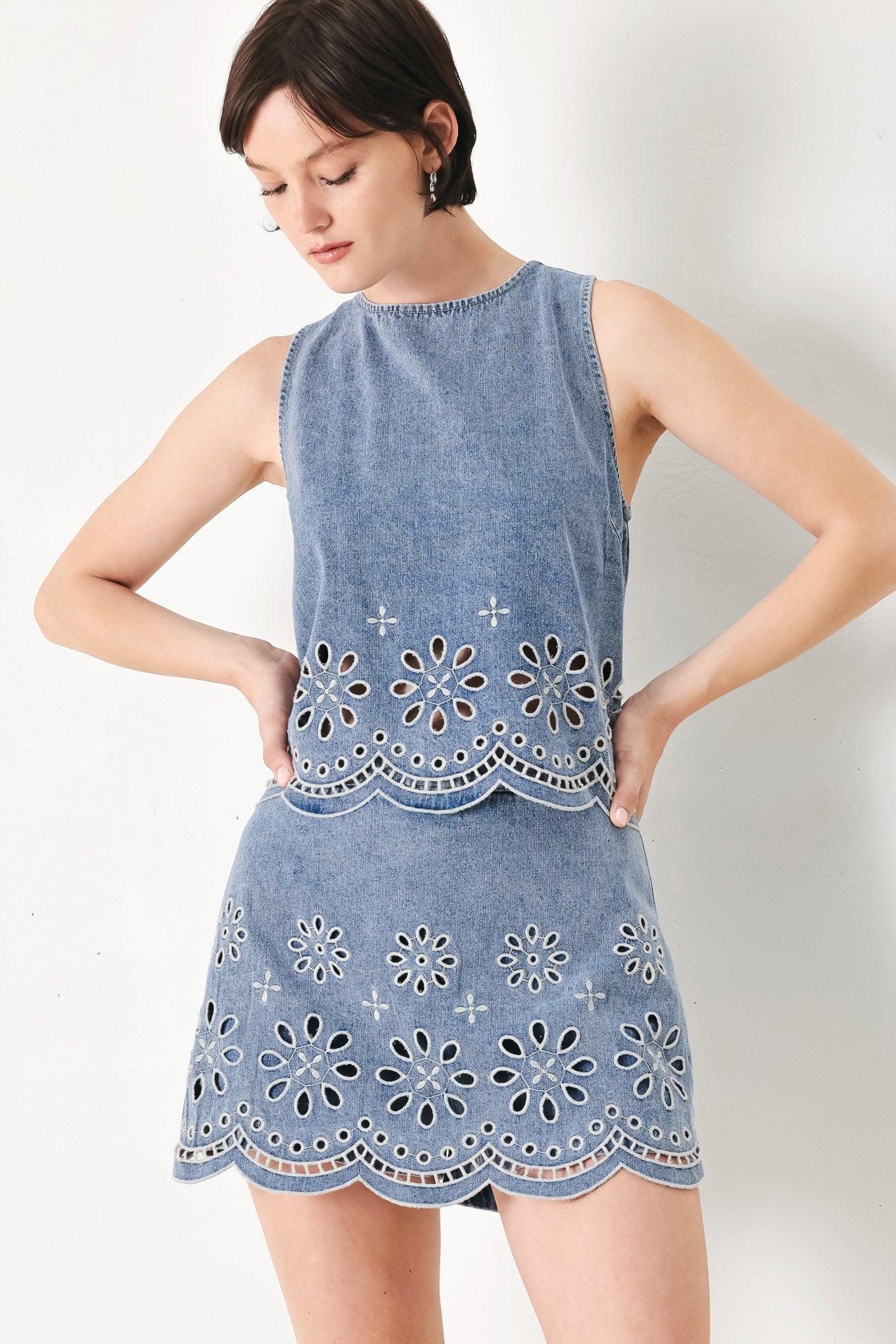 FLORAL LOVE DENIM TOP