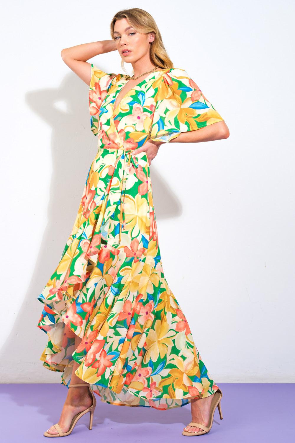 ELABORATE CHARM WOVEN HI-LO DRESS