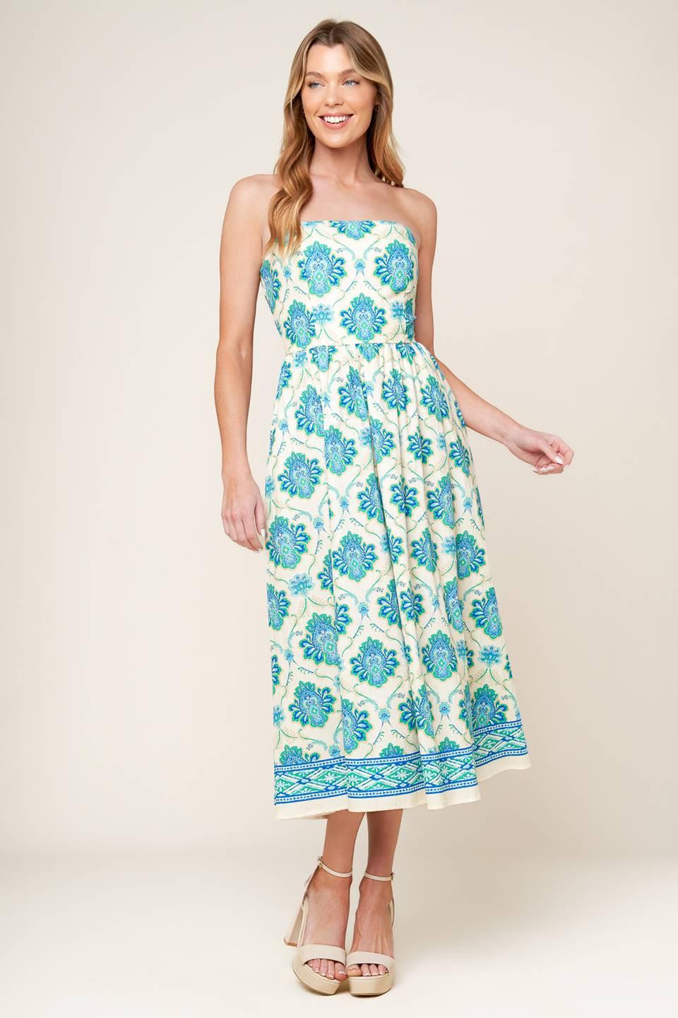 THRIVING POISE WOVEN MIDI DRESS