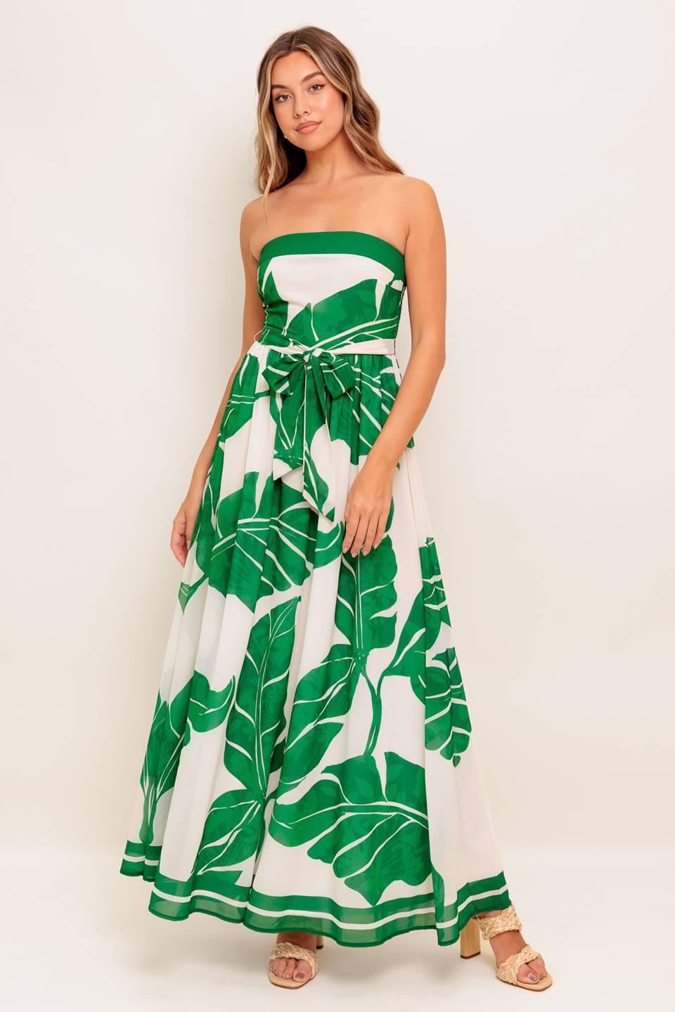 PURE MOMENT GREEN WOVEN ANKLE DRESS