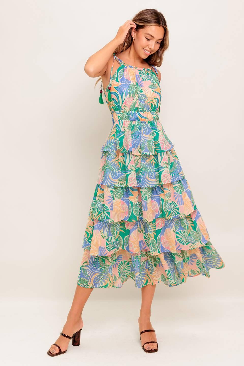CABANA DREAMS WOVEN MIDI DRESS