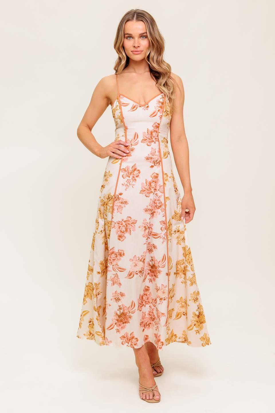 SANDSTONE PETAL WOVEN MIDI DRESS