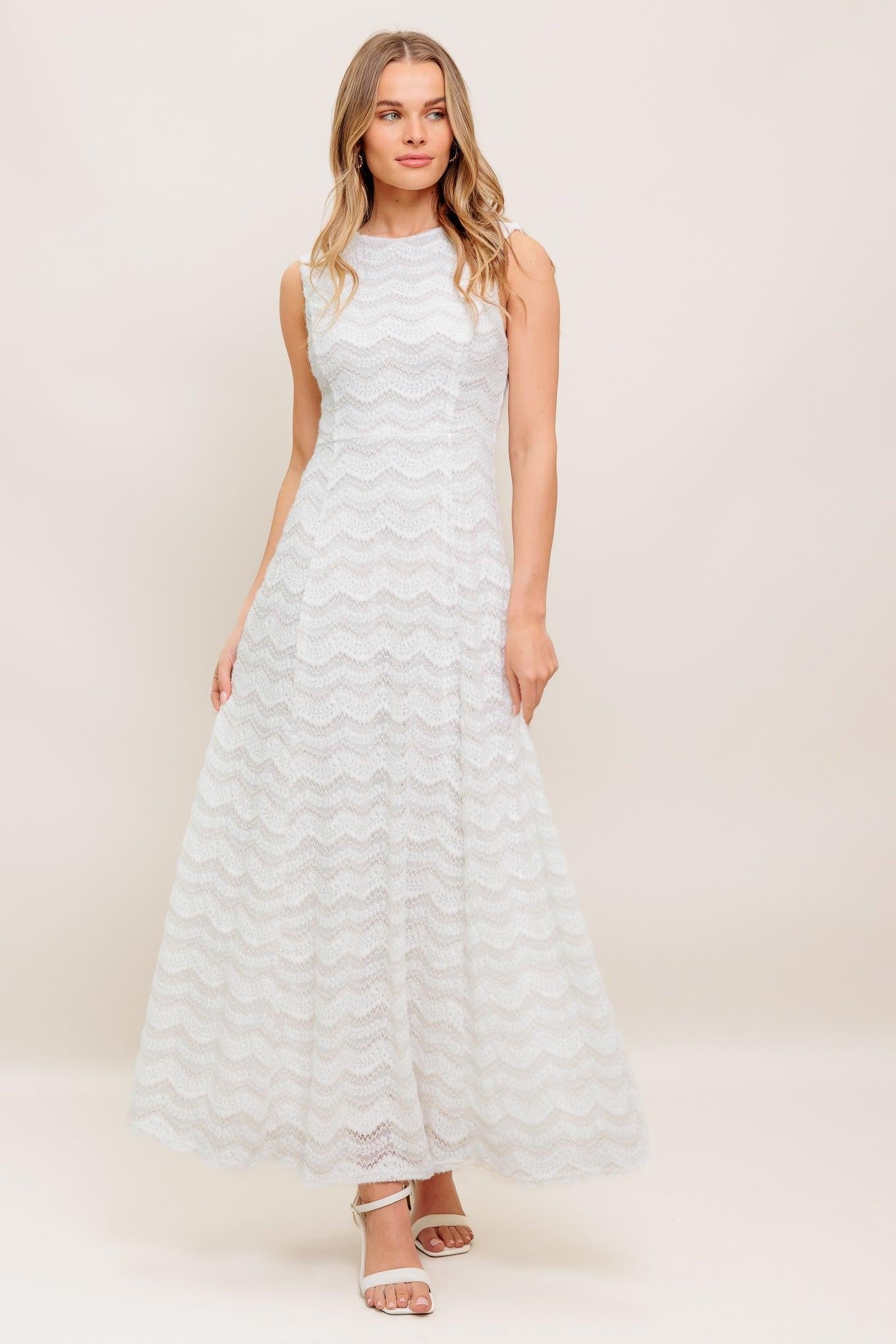 HEARTFELT CREAM WOVEN LACE ANKLE DRESS