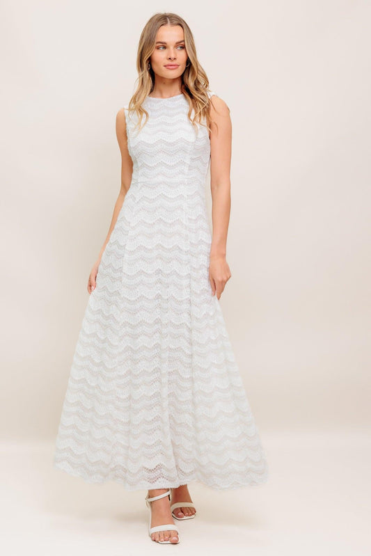 HEARTFELT CREAM WOVEN LACE ANKLE DRESS