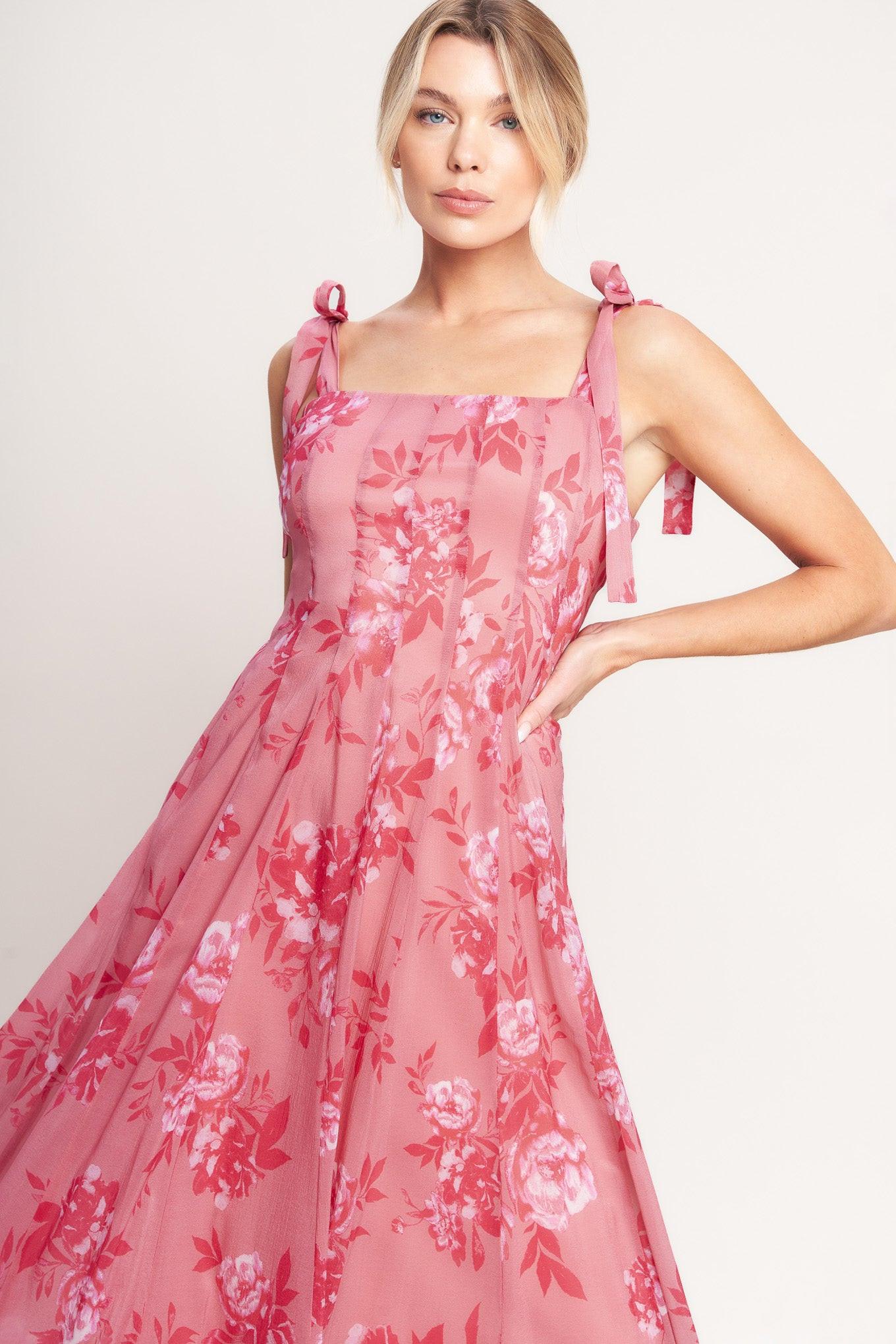 ROMANTIC CANOPY WOVEN MIDI DRESS