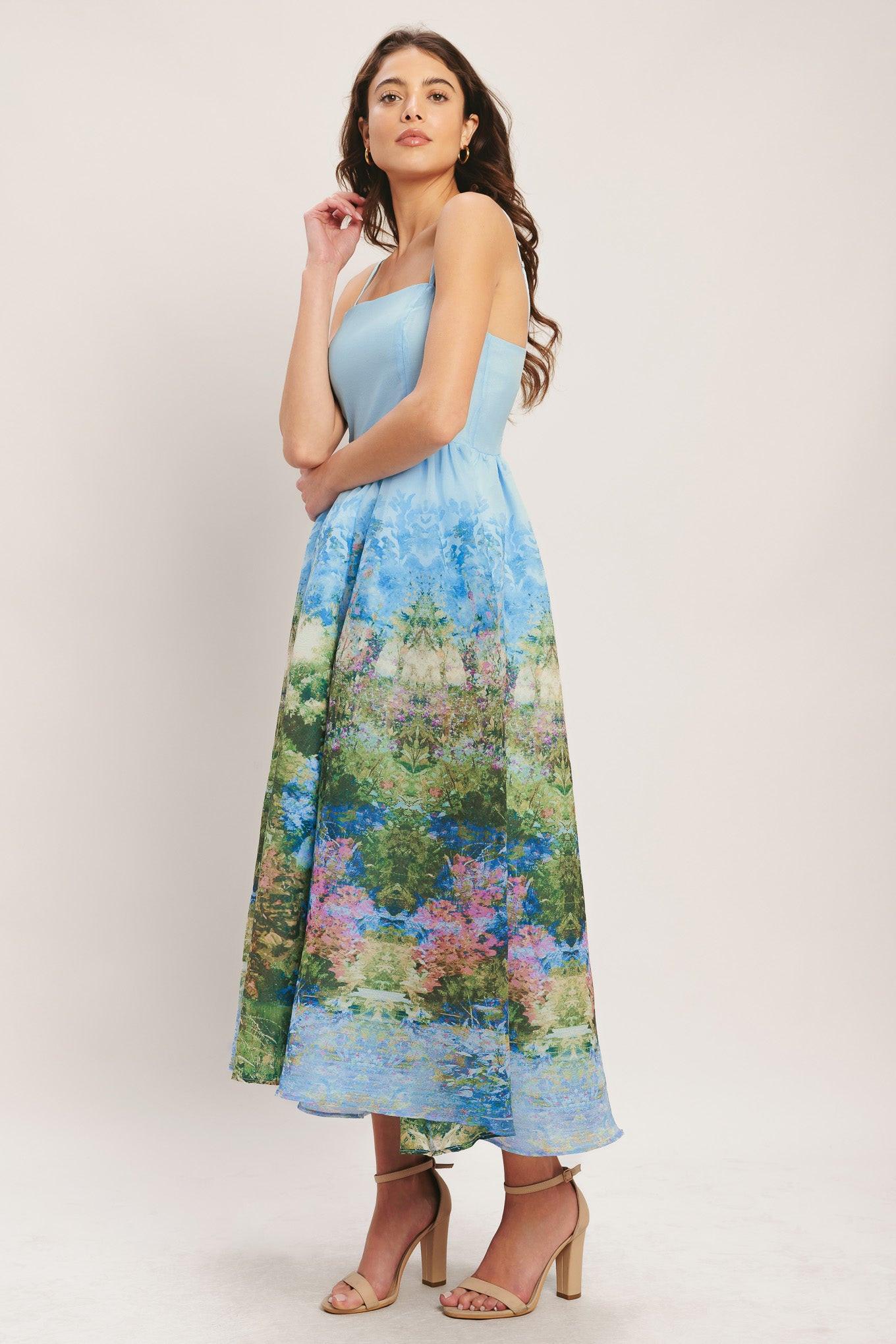 IMPRESSION GARDEN WOVEN MIDI DRESS