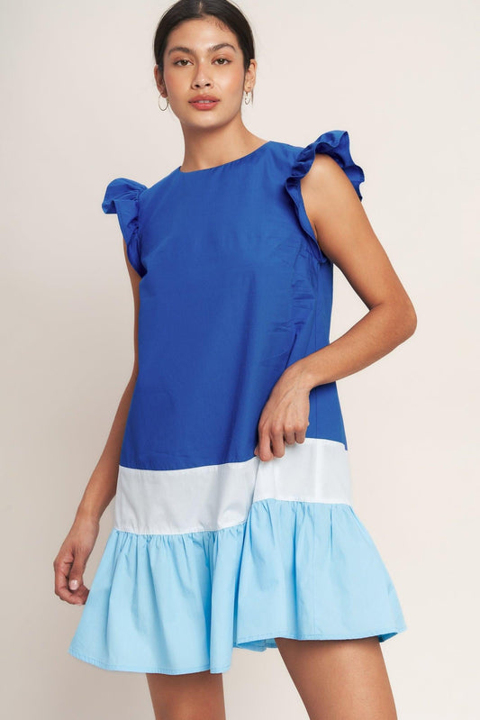 SEASIDE SWEETHEART COLOR BLOCKED MINI DRESS