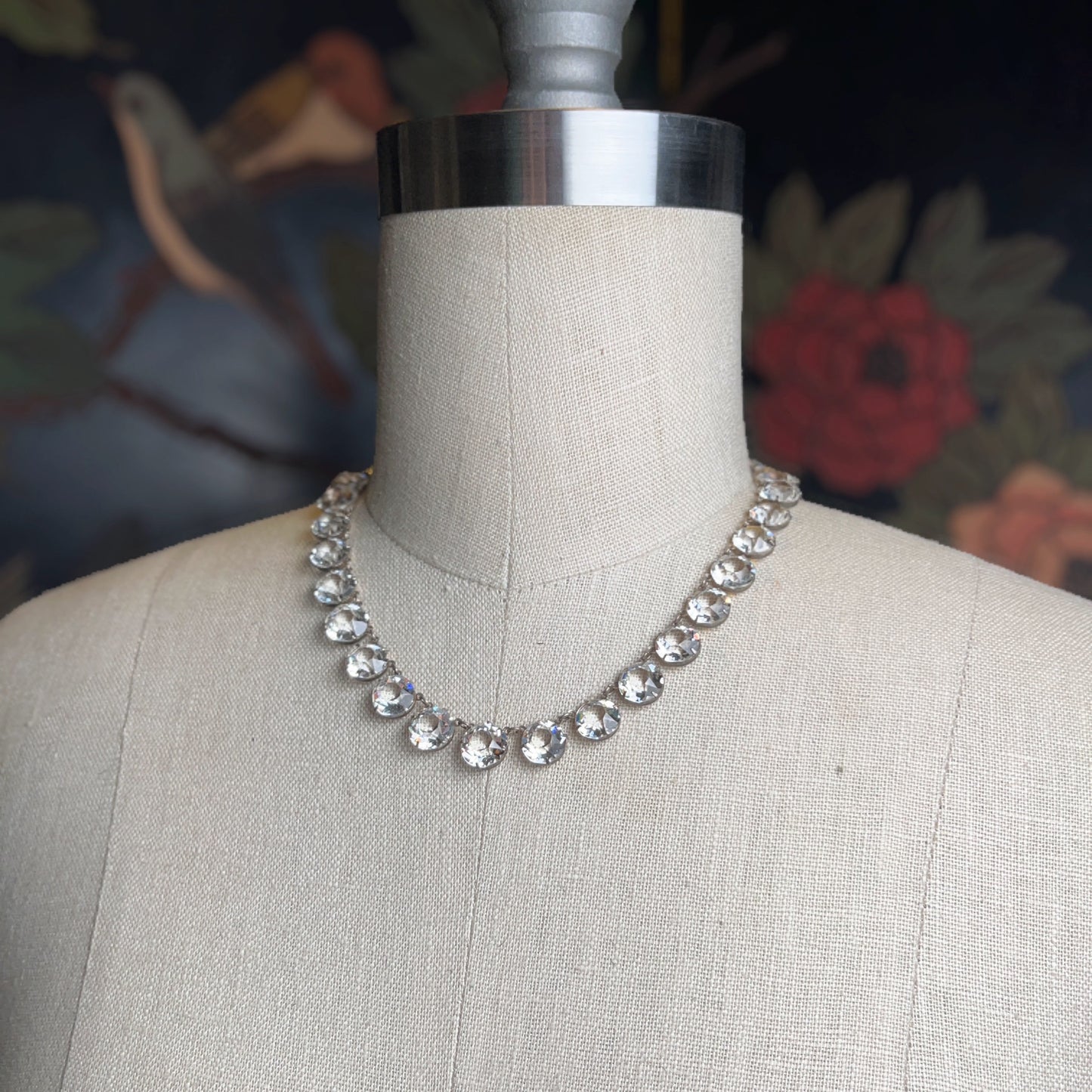 Art Deco Sterling Silver Paste Riviere Necklace