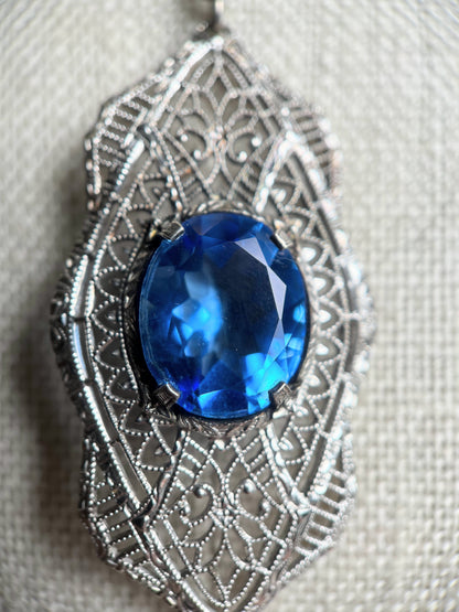 Art Deco Sterling Silver Filigree Necklace
