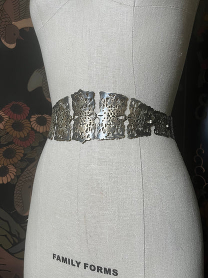c. 1900s-1910s Silver Plated Belt | 26"