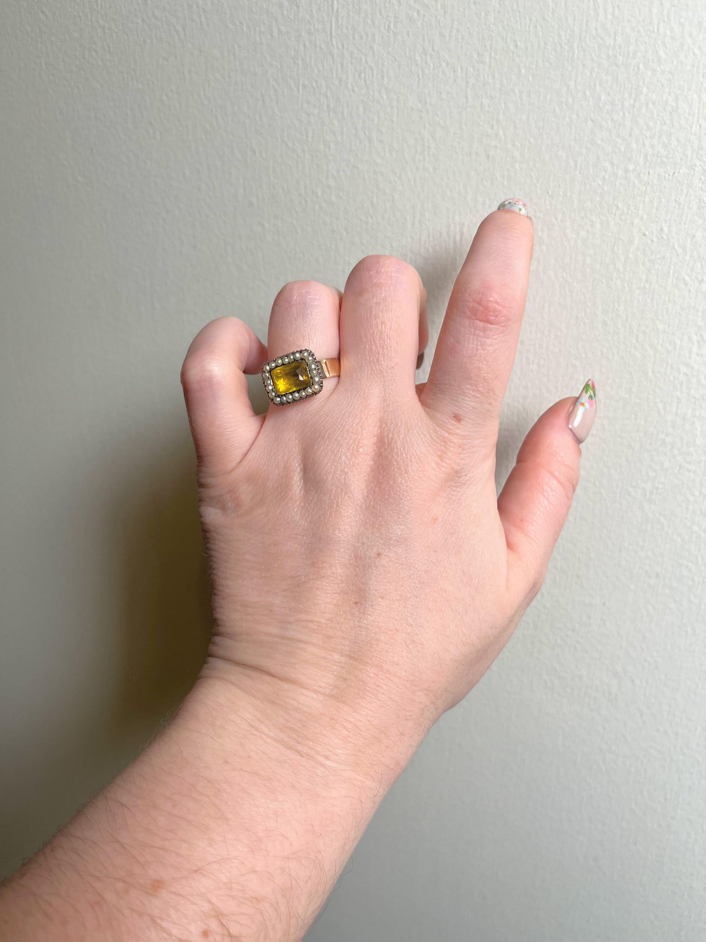 18k Gold Georgian Citrine Paste Conversion Ring | Engraved 'Mary'