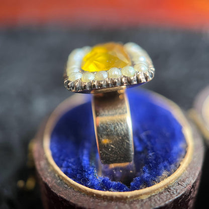18k Gold Georgian Citrine Paste Conversion Ring | Engraved 'Mary'