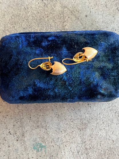 c. 1890s Taille d'Epargne Forget Me Not Earrings