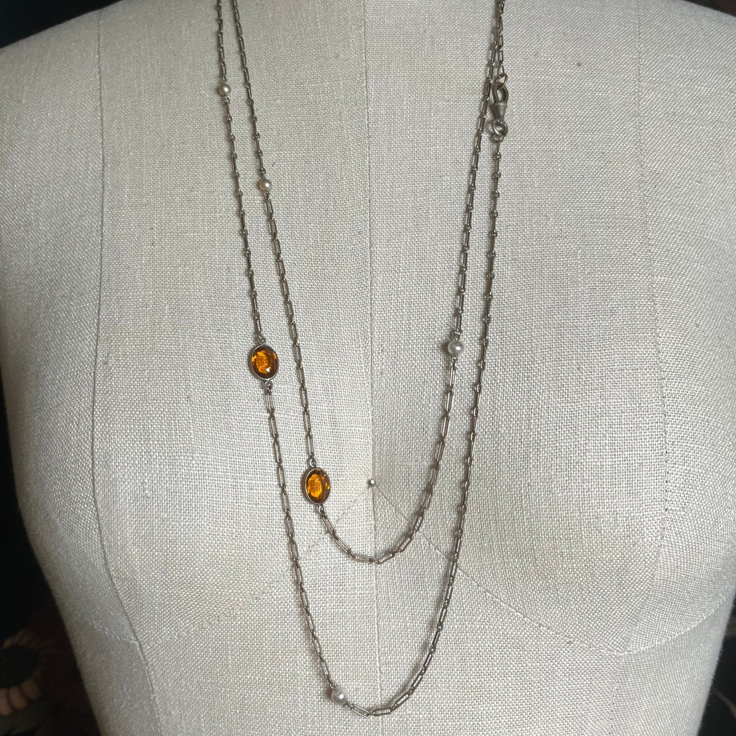 c. 1920s Silver Long Guard Chain