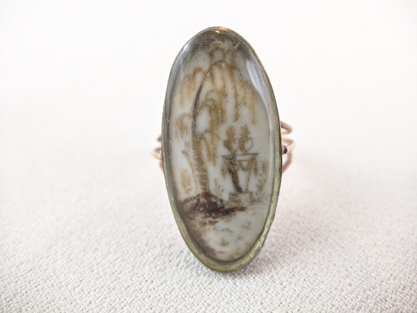 Georgian 18th Century Gold Memorial Sepia Ring | Size 7.25