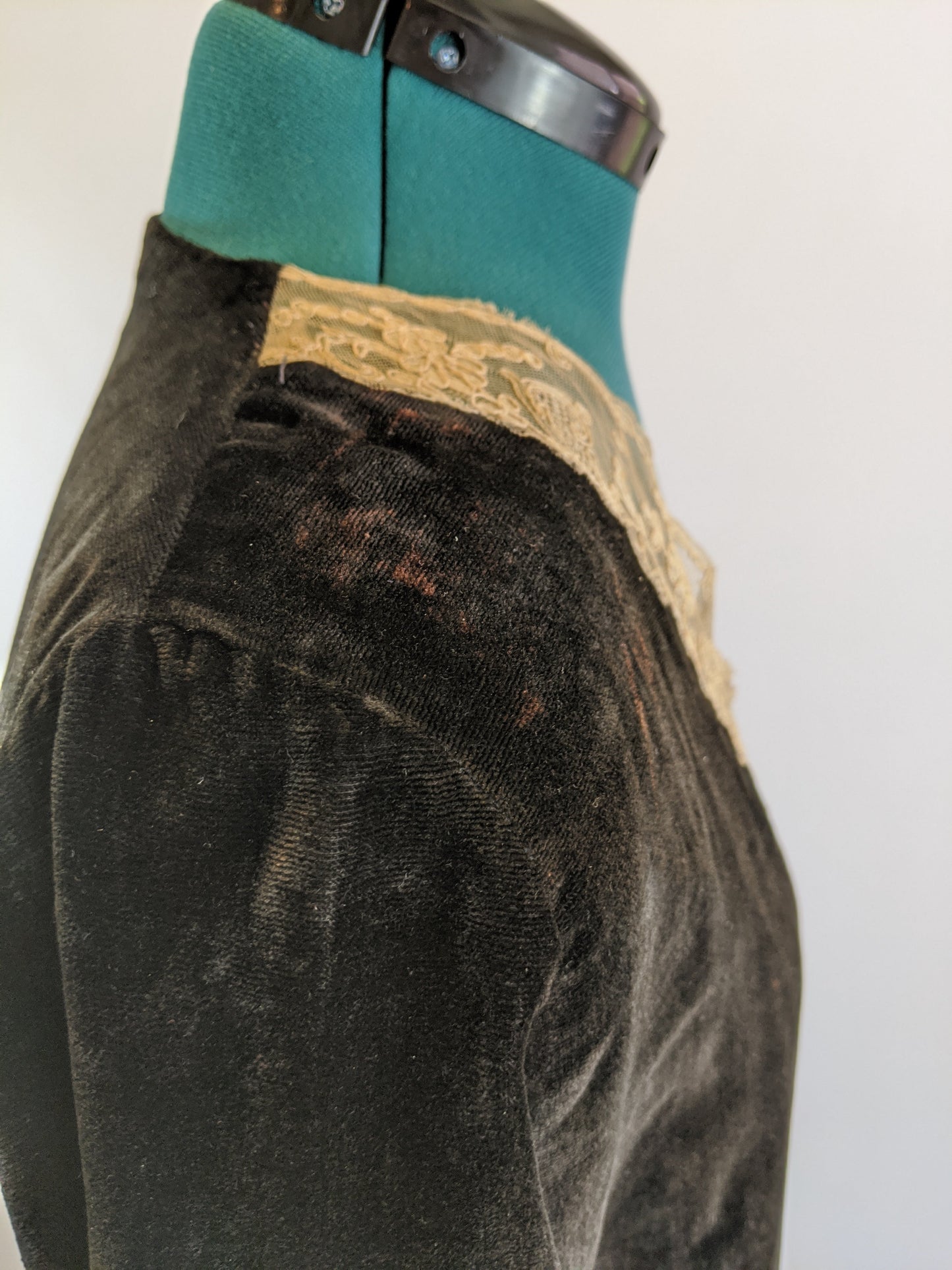 1920s Black Velvet Dress with Asymmetrical Hemline