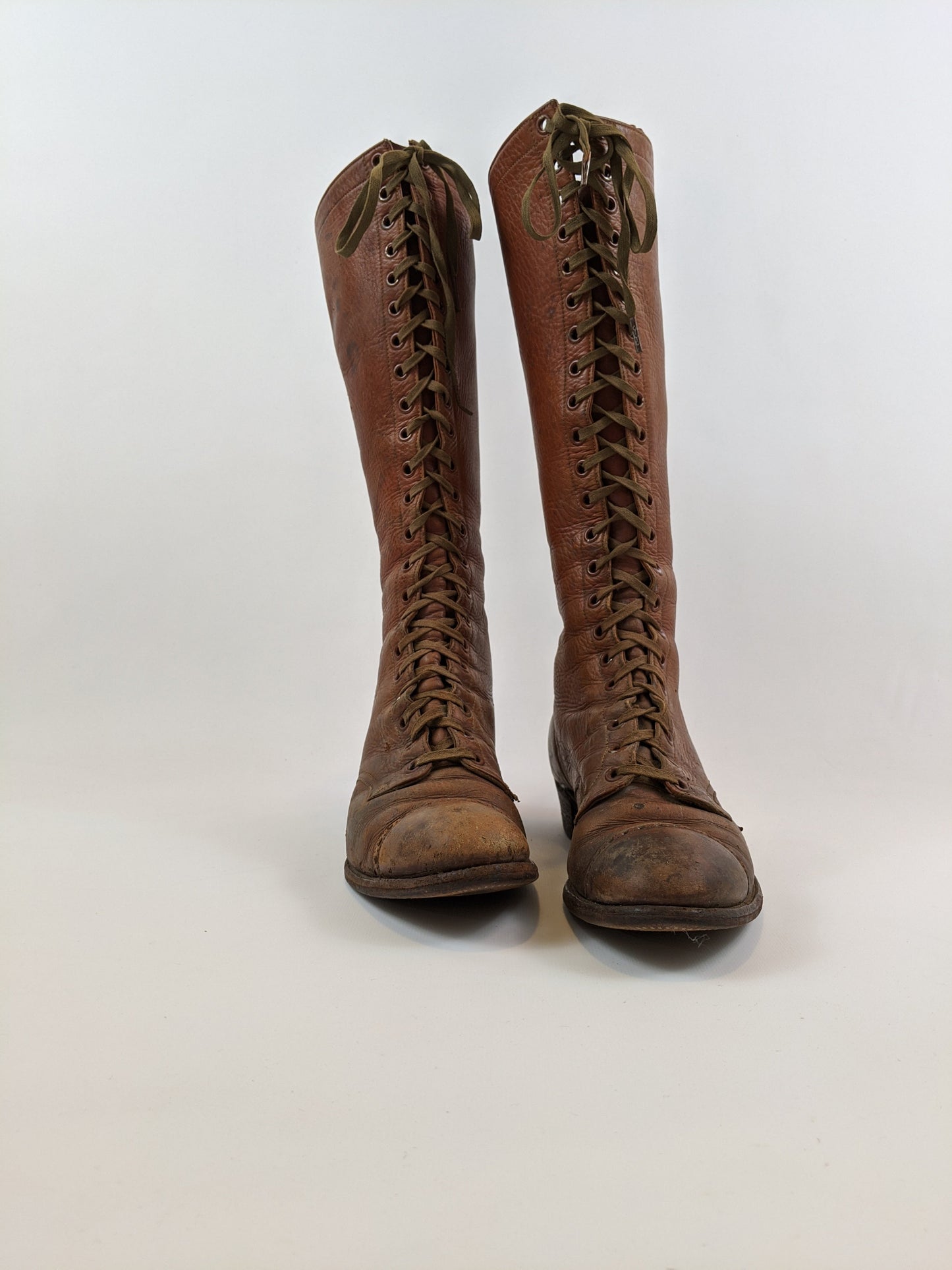 1900s-1910s Tall Brown Lace Up Boots | Approx Sz 7.5