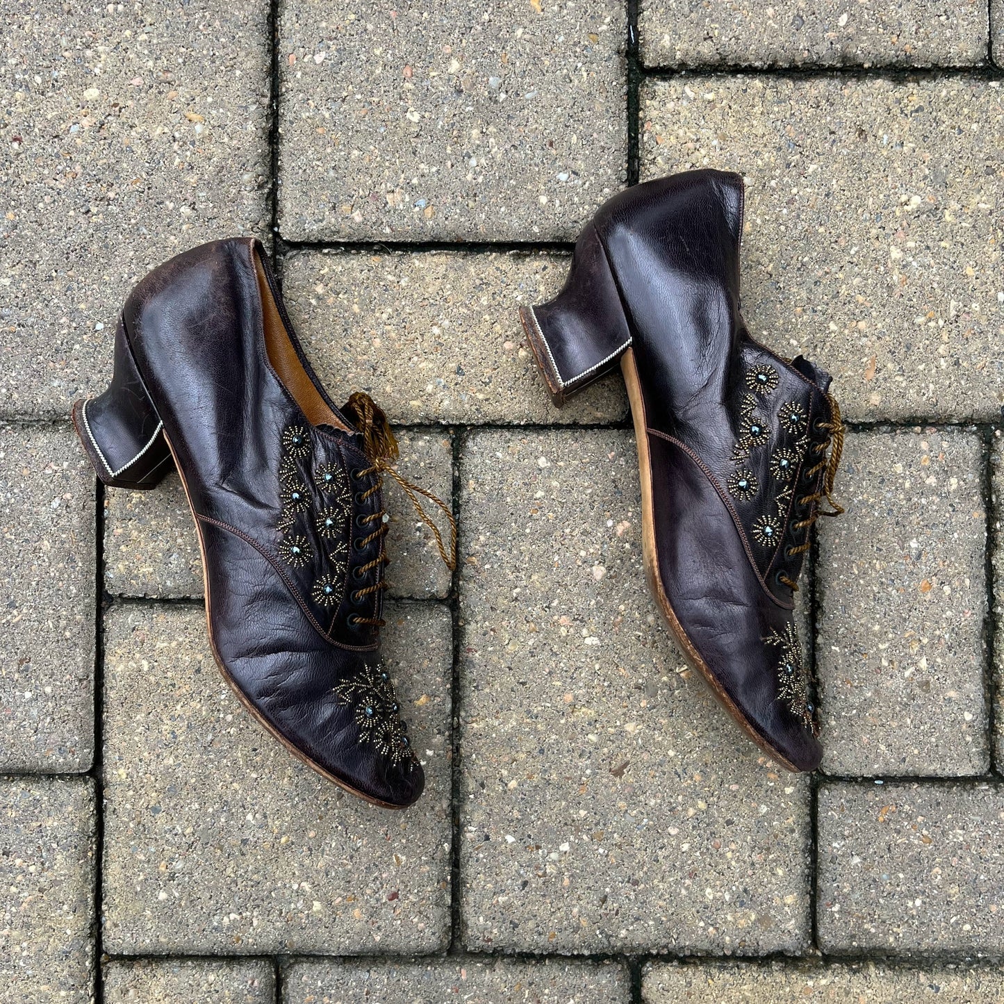 c. 1890s-1900s Beaded Oxfords