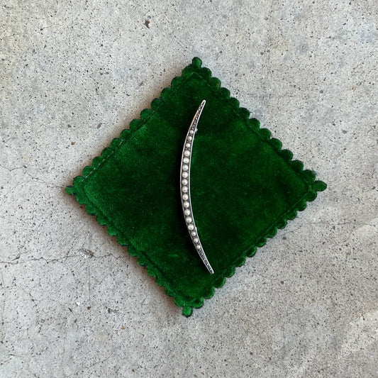 c. 1910s Sterling Silver Crescent Moon Brooch