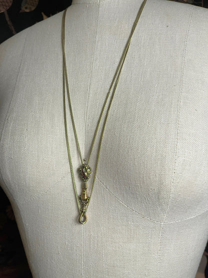 14k Gold Georgian Figural Fist Long Guard Chain